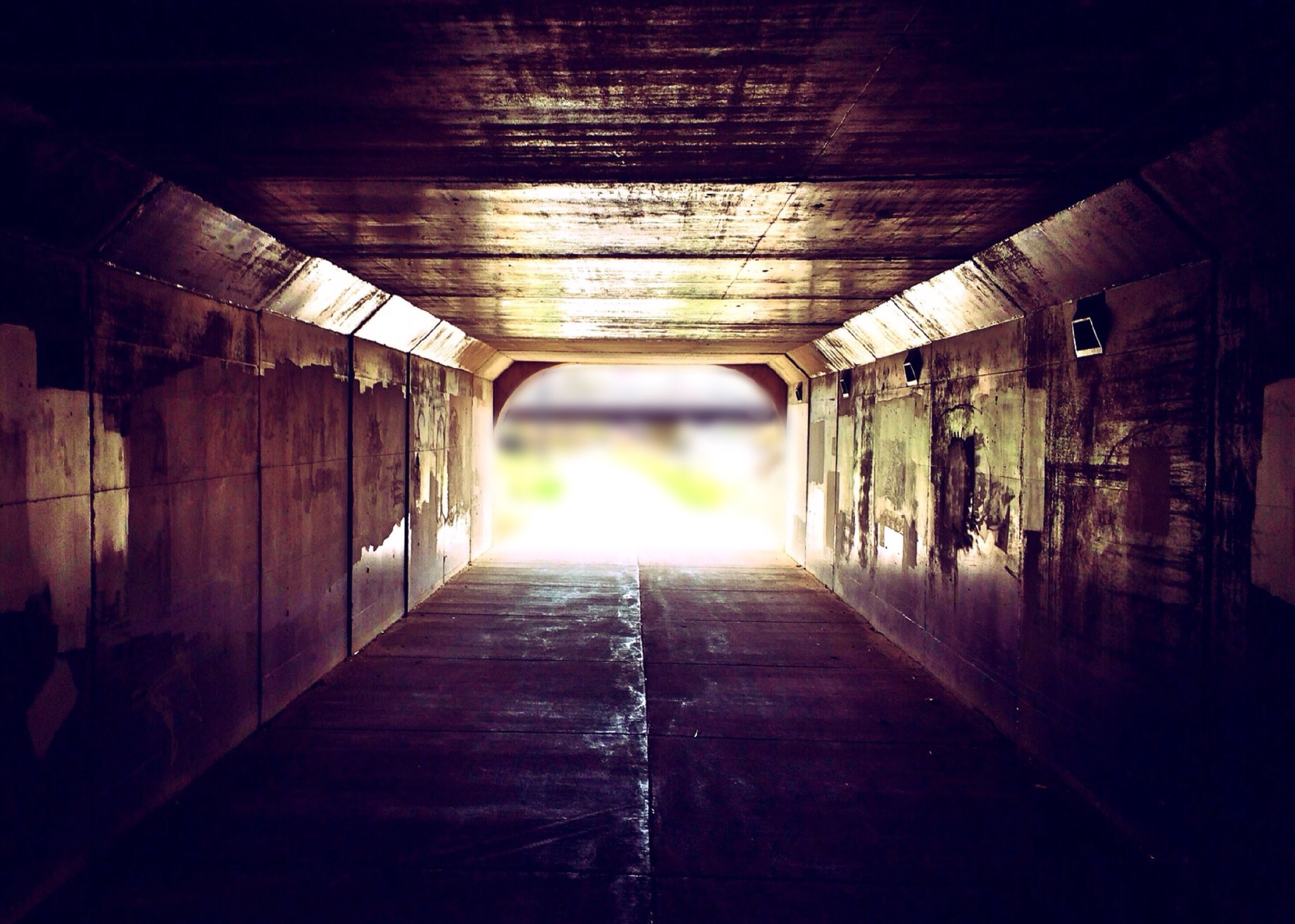 old, diminishing perspective, spooky, dark, absence, day, urban, 2K, light at the end of the tunnel, the way forward, ceiling, wood - material, direction, HD Wallpaper