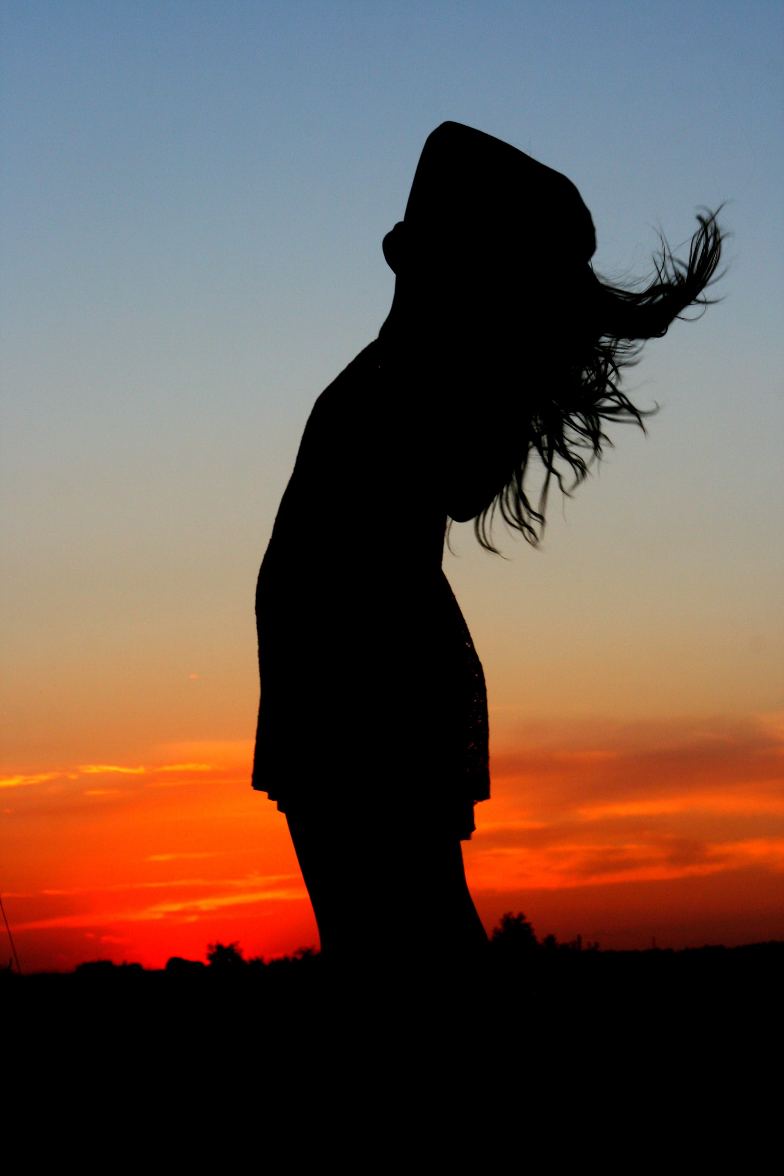 adult, Silhouette, one woman only, cloud, standing, females, copy space, hat, beauty In Nature, Girl, orange color, outdoors, 4K, one Person, hairstyle, Phone HD Wallpaper