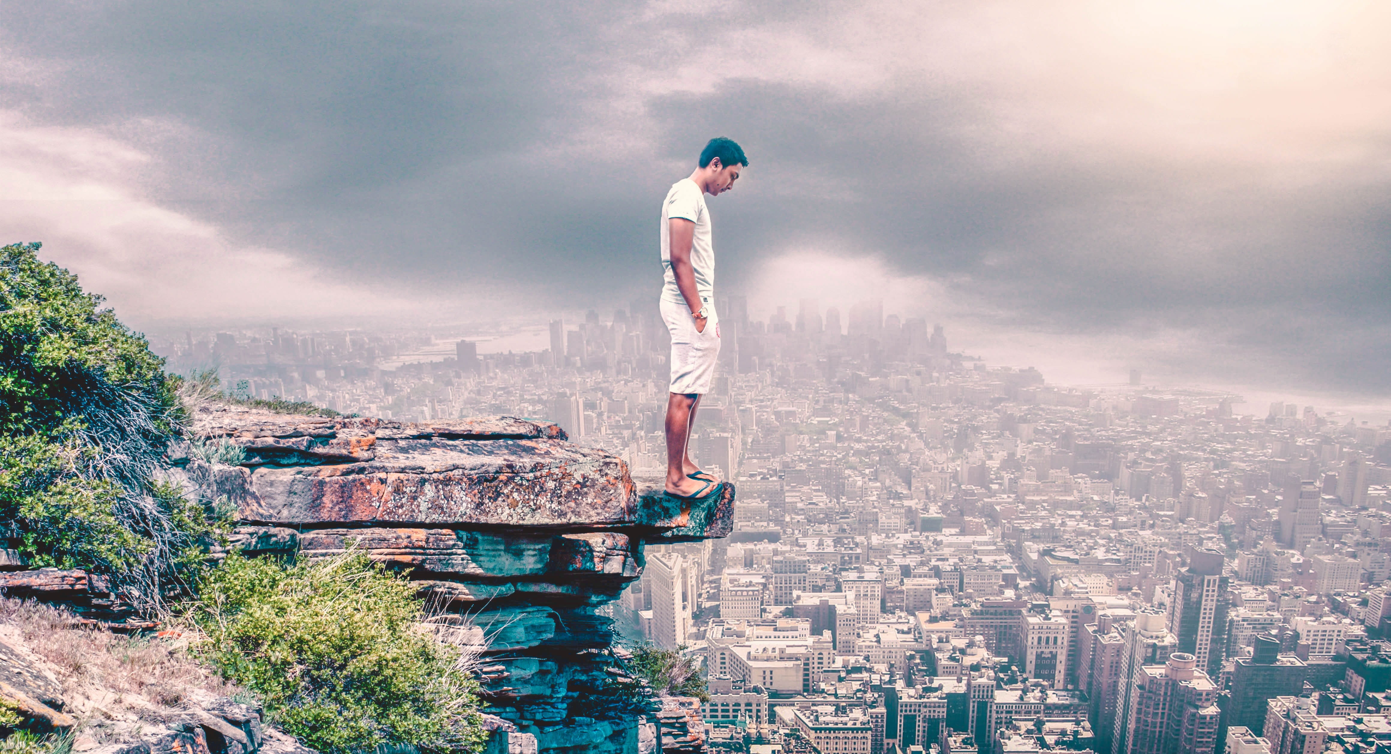 musical, at the edge of, pop, travel, bum, side view, city, official video, cloud - sky, lyrics, outdoors, height, nature, standing on the rock, sony, single, HD Wallpaper