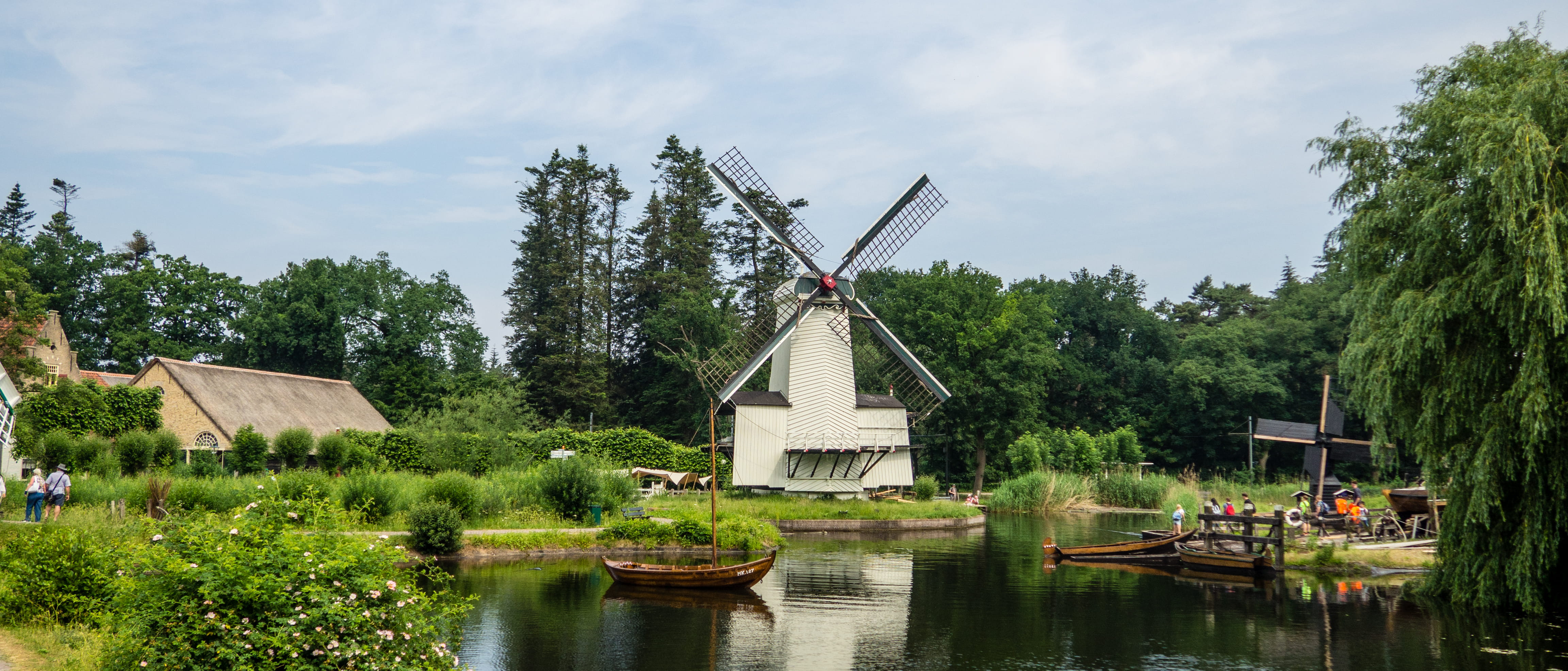 water, no people, beauty in nature, windmill, 4K, turbine, built structure, environmental conservation, boat, tree, outdoors, netherlands, alternative energy, HD Wallpaper