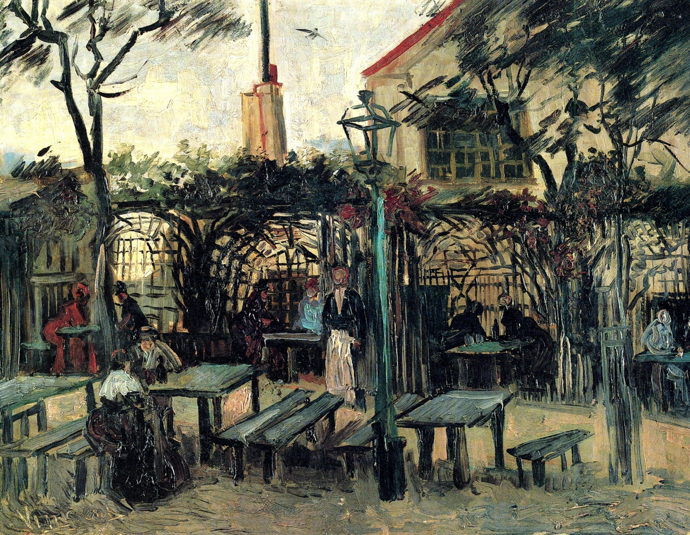 on Montmartre, Terrace of a Cafe, The Open-Air Café, Vincent van Gogh, 2K, HD Wallpaper