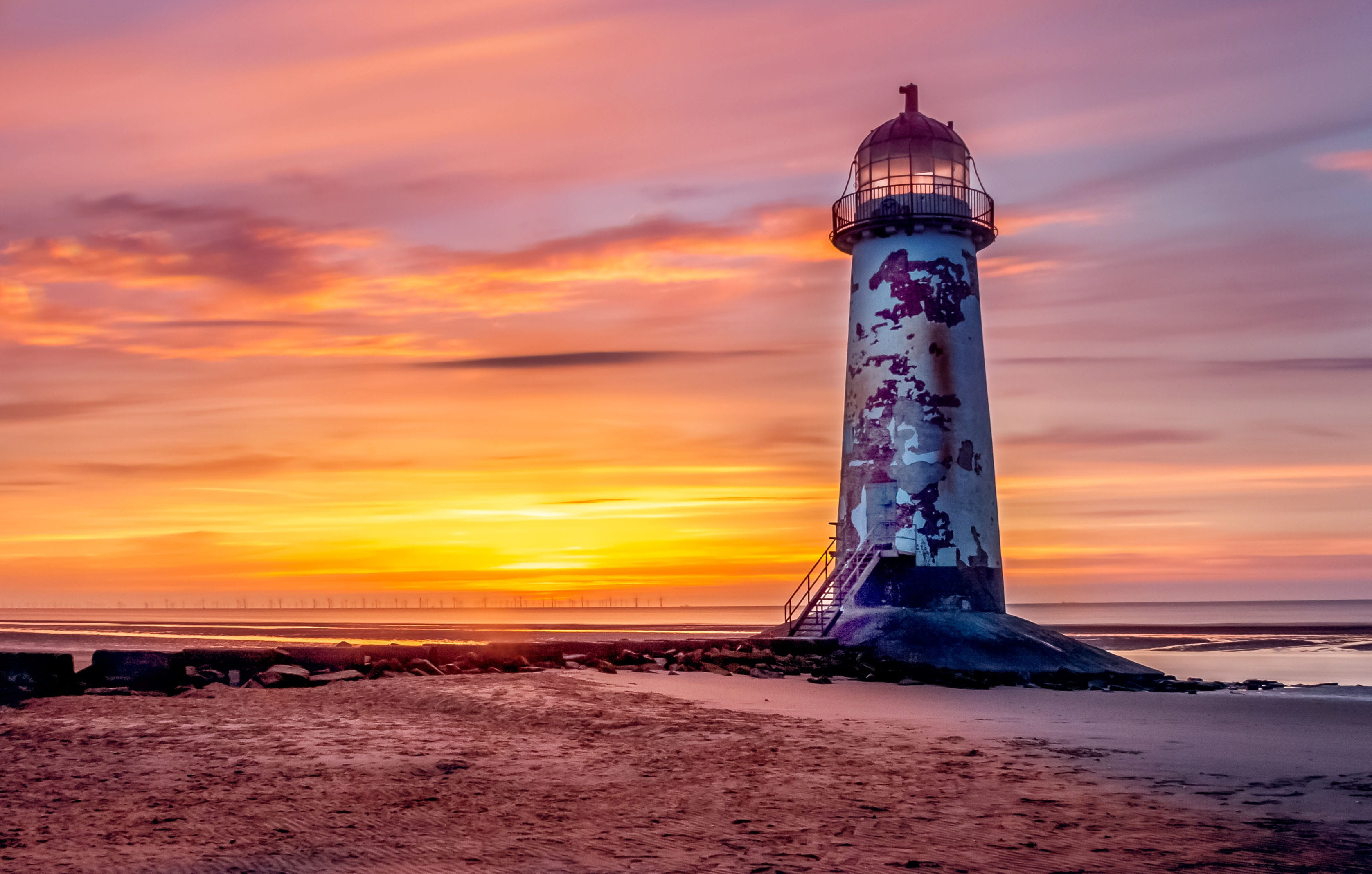 architecture, estuary, dusk, sky, ocean, marine, outdoors, no people, nature, building exterior, irish sea, cloud - sky, blue hour, dee, lighthouse, landscape, HD Wallpaper