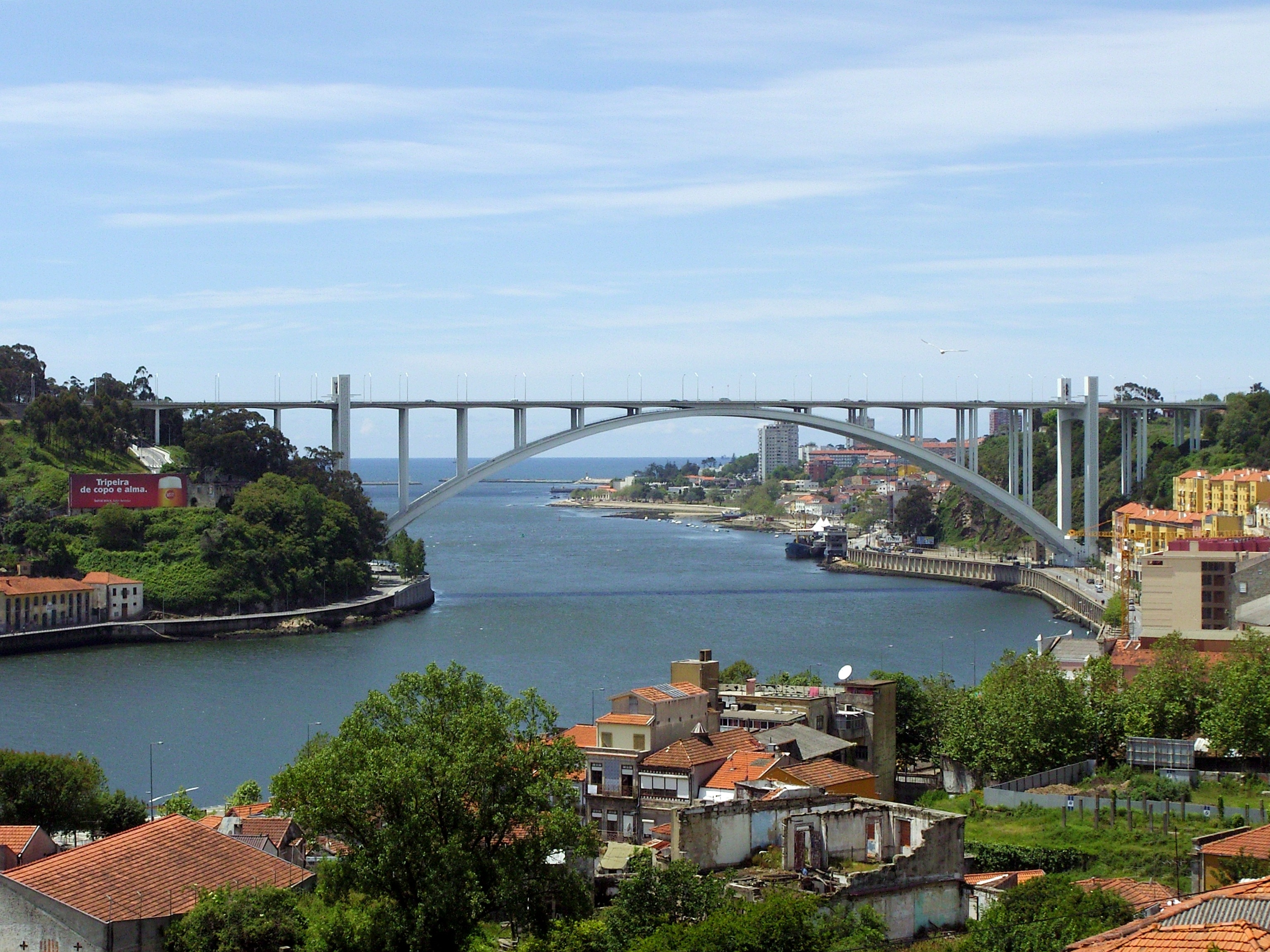 tree, arch bridge, built structure, no people, tourism, cityscape, water, old town, tejo, bridge, river, bay, city, day, architecture, grey, outdoors, high angle view, HD Wallpaper