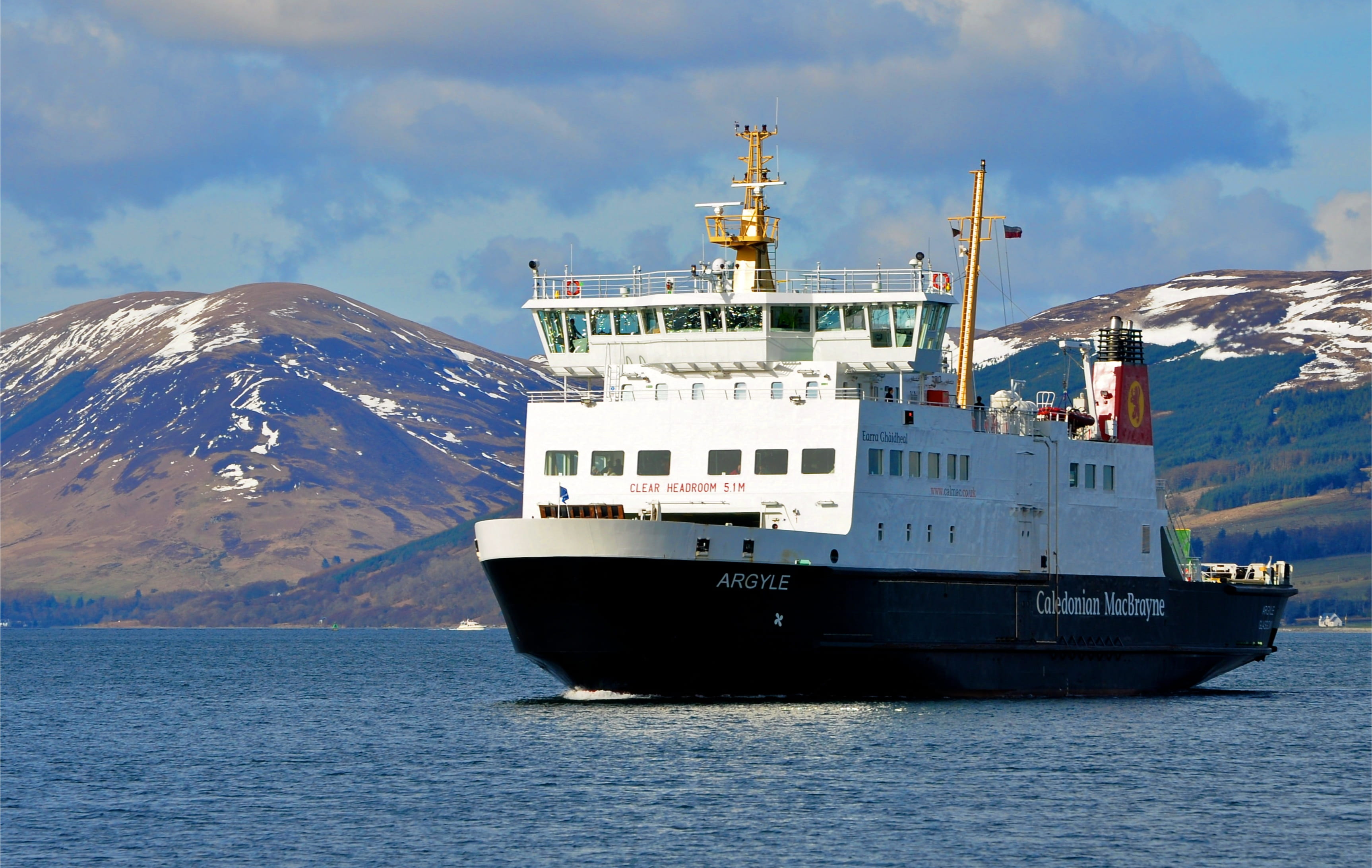 car ferry, water, mode of transportation, winter, clyde estuary, waterfront, cowal hills, snow, ship, sea, no people, transportation, land, sky, nautical vessel, HD Wallpaper