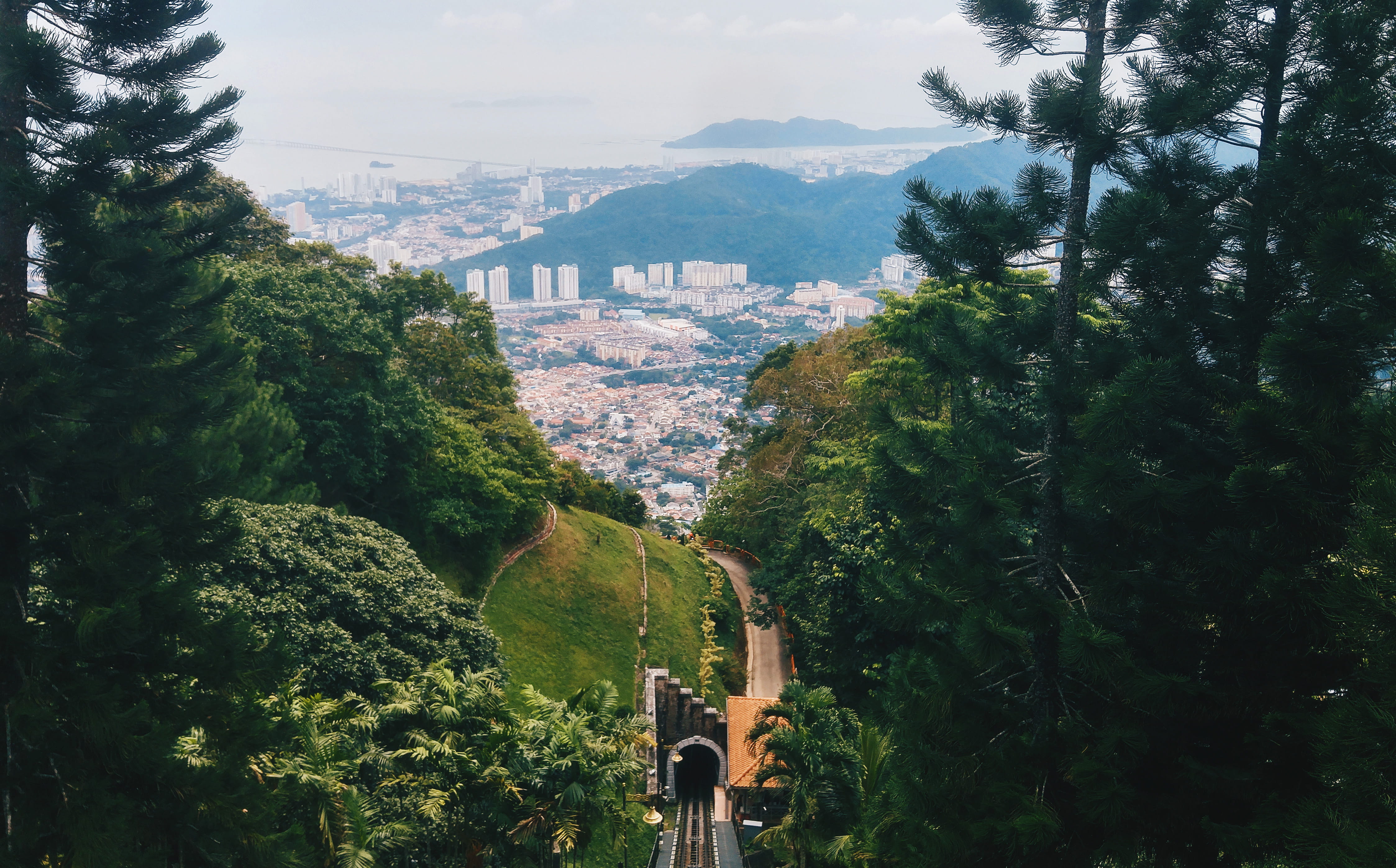 built structure, building, day, scenery, no people, abies, path, outdoors, architecture, penang, hill, train track, vegetation, bridge - man made structure, HD Wallpaper