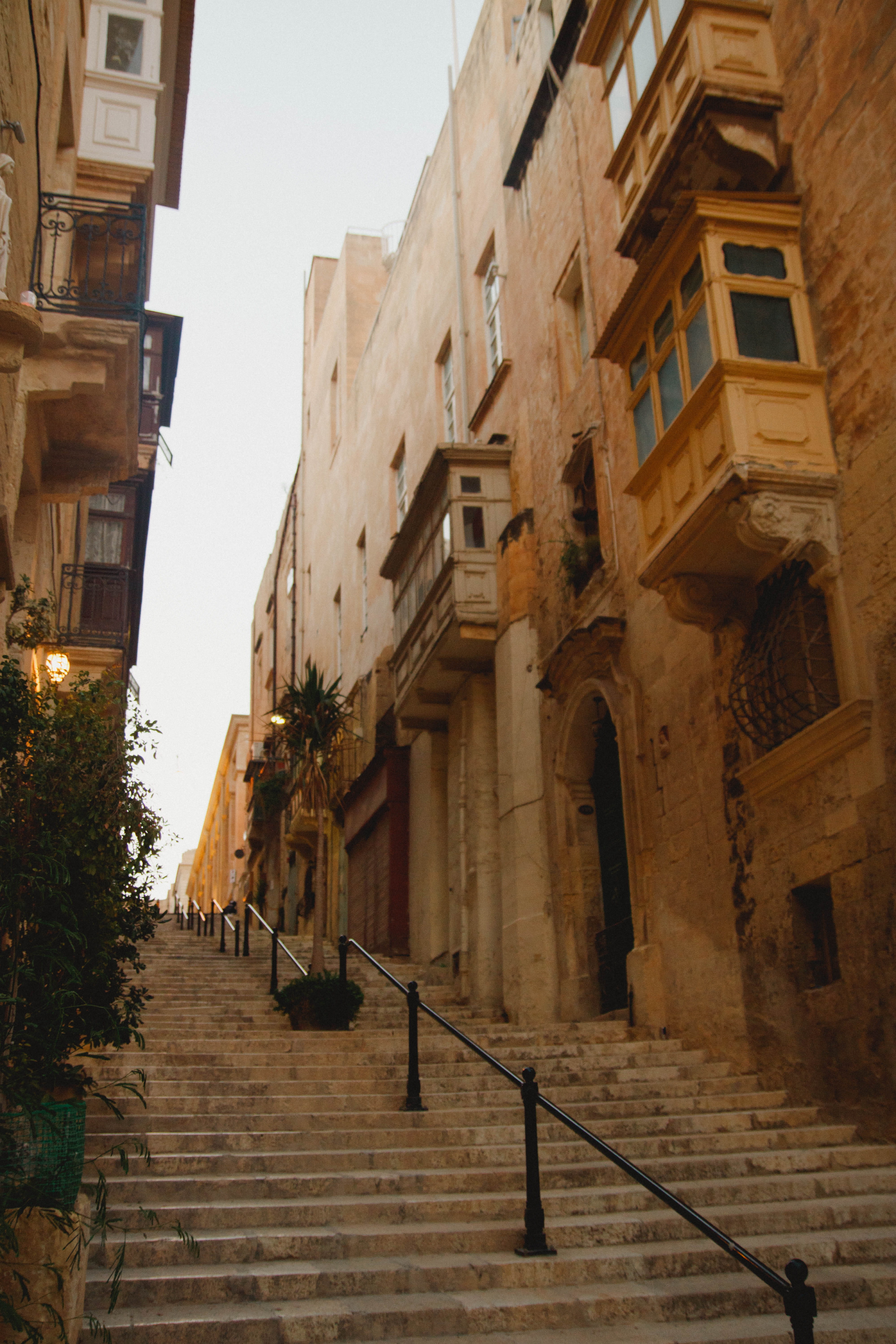 urban, landmark, balcony, steps and staircases, stairs, residential district, no people, sky, buildings, old town, houses, exterior, brown, travel, 5K, Phone HD Wallpaper