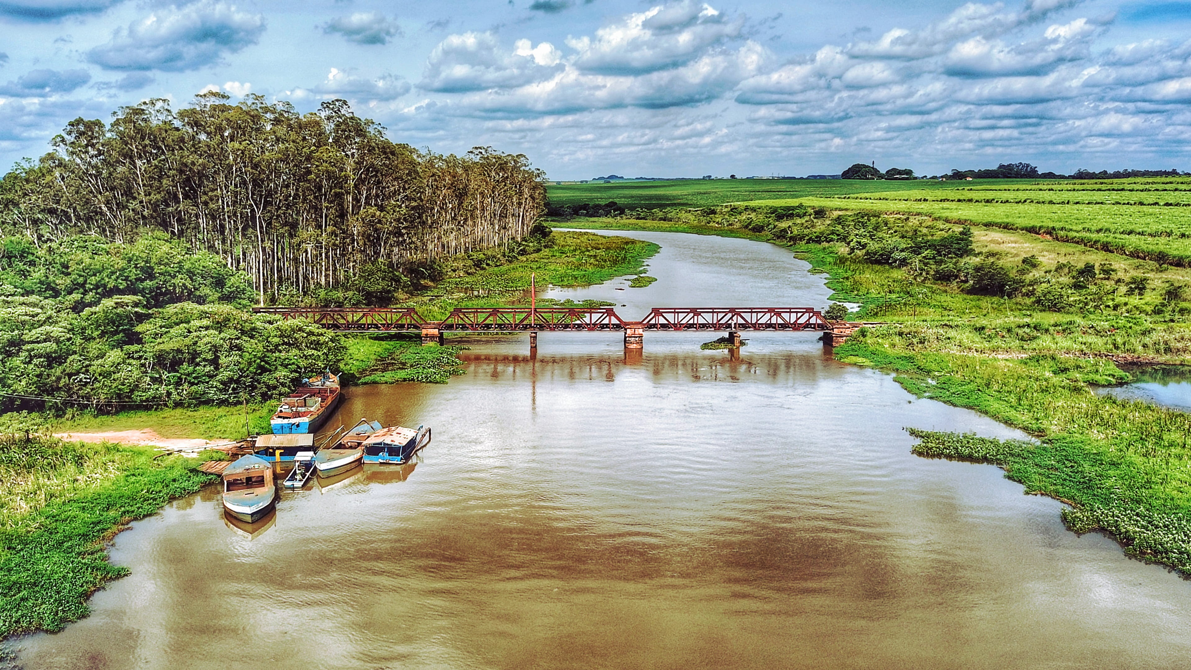 green color, outdoors, cloud - sky, water, bridge, nature, connection, built structure, day, reflection, growth, bridge - man made structure, salto grande, HD Wallpaper