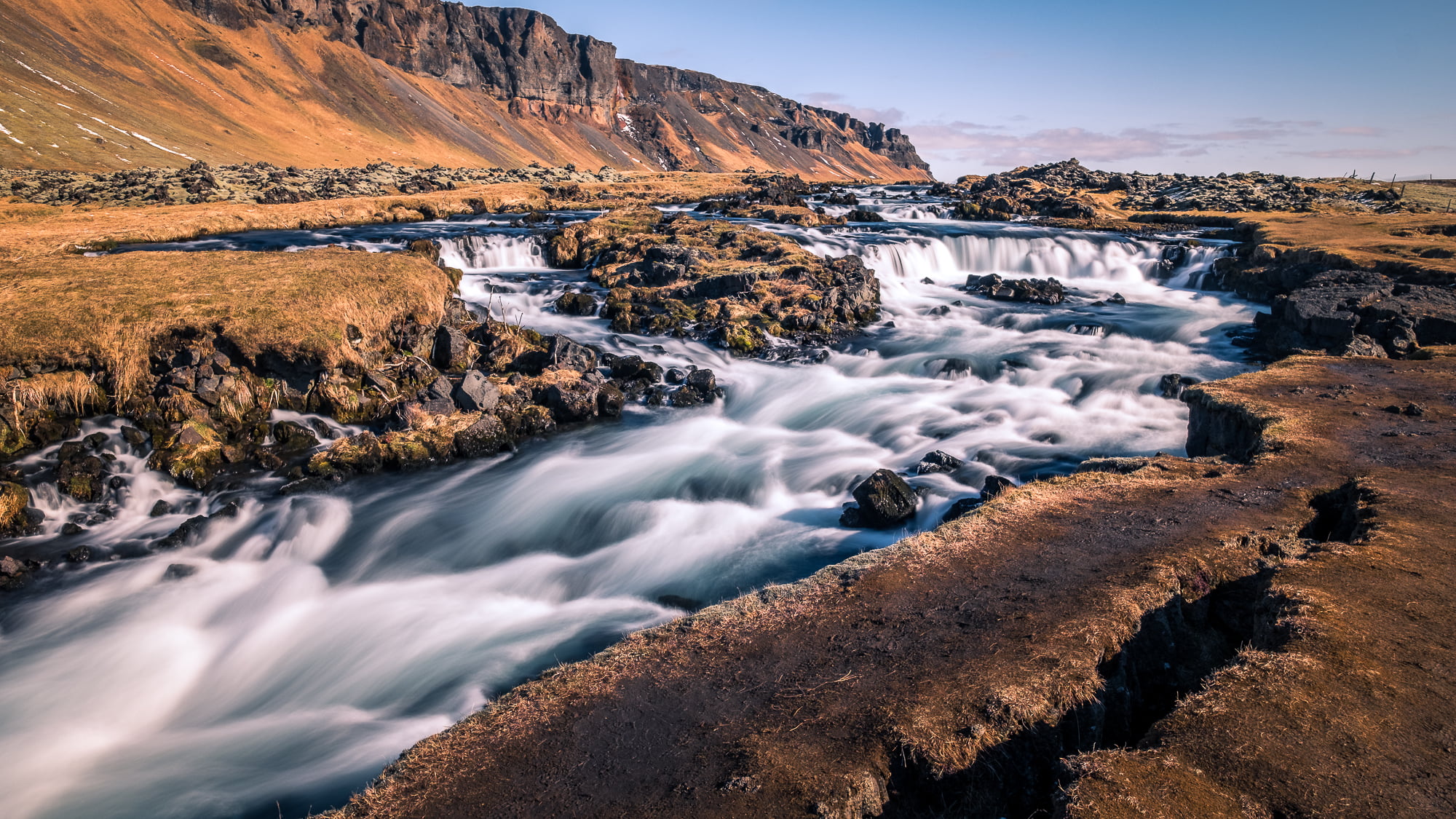 Landscape photography, europe, dry, waterfall, clouds, outdoors, lands, mountain, landscape, nature  photography, travel, outdoor, geotagged, scenics, Iceland, HD Wallpaper