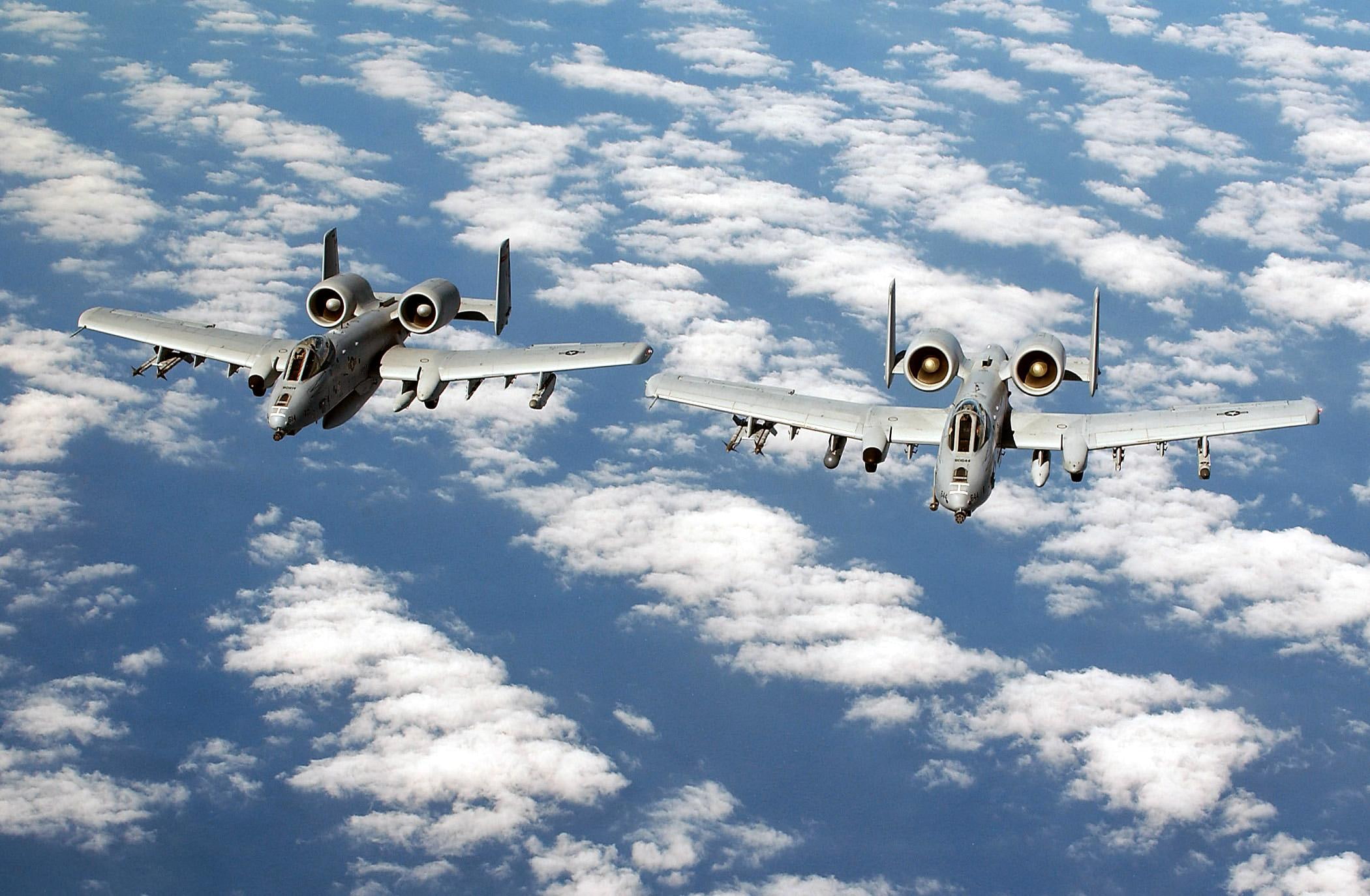 clouds, white, s, thunderbolt, fighterplanes, aircraft planes, 1080P, warthog, fighter, recon, two, HD Wallpaper
