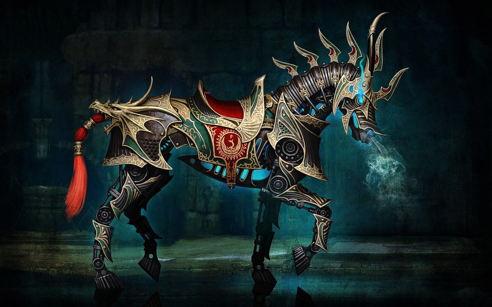 horse, armor, 1080P, digital art, Rift Online, fantasy Art, HD Wallpaper