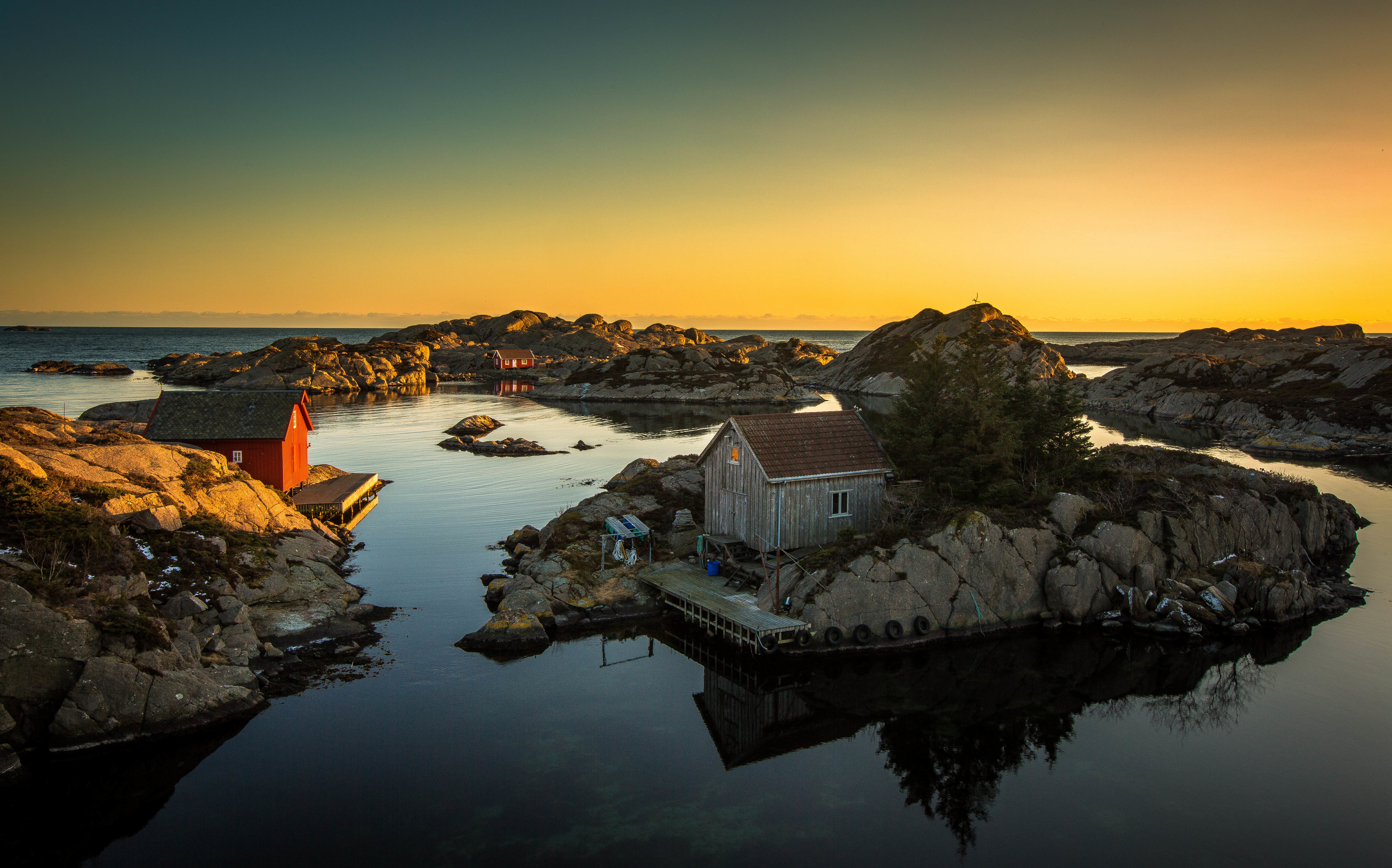 5K, Sunset, Rocky shore, 5K, HD Wallpaper