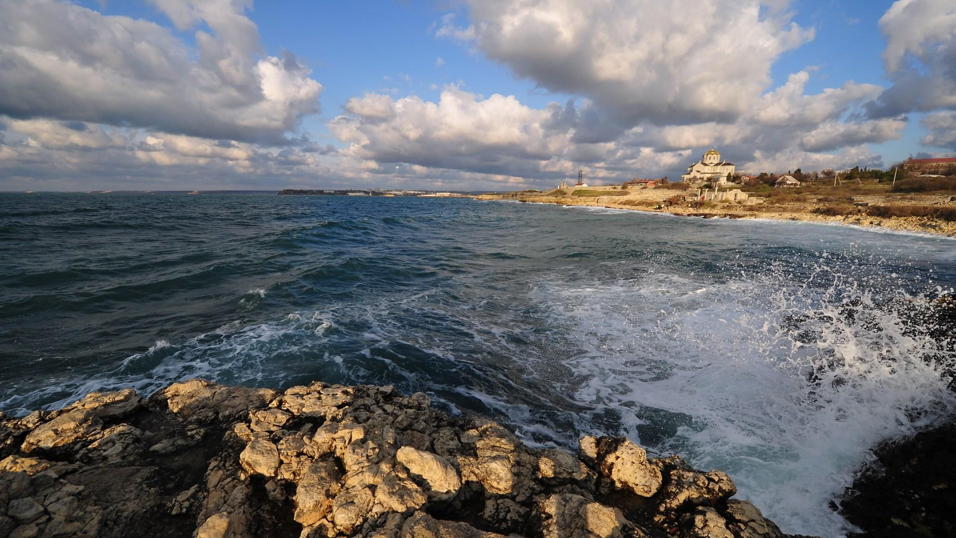 house, 1080P, spray, rocky, 3d and abstract, shore, HD Wallpaper