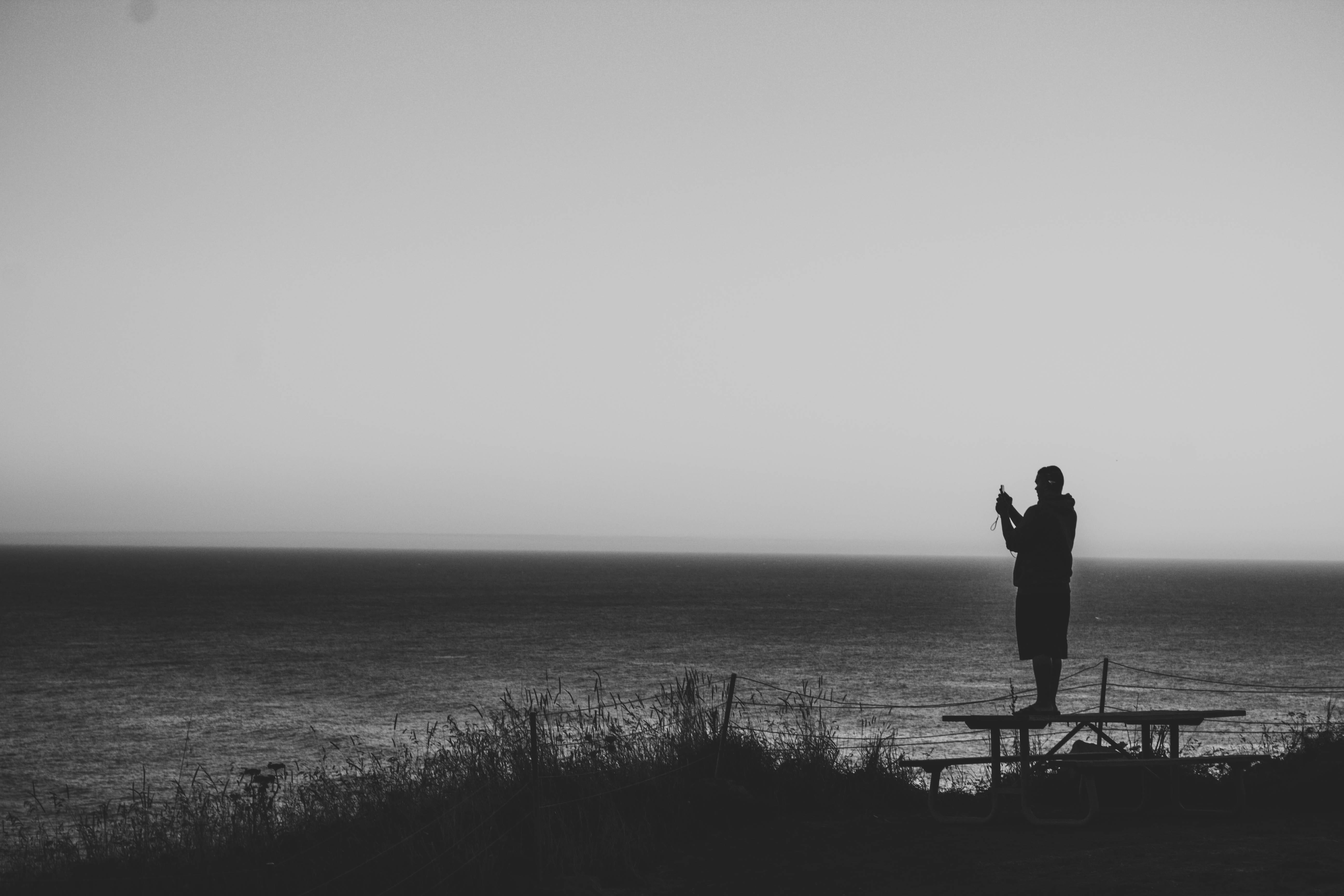 rear view, nature, usa, men, looking at view, model, sea, human, horizon, united states, land, ocean photography, two people, outdoors, scenics - nature, HD Wallpaper