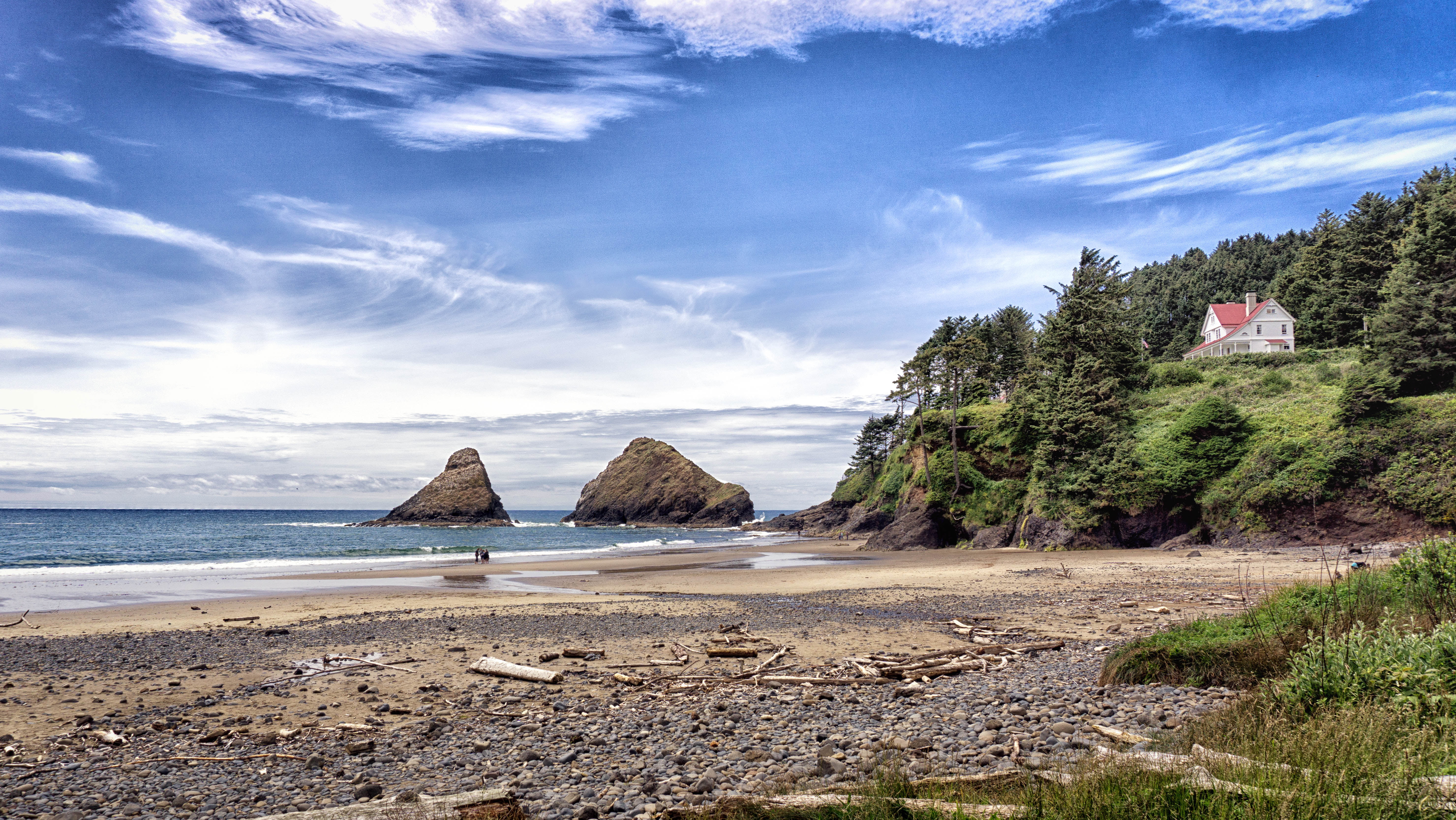 landscape photography, Sony a6000, scenics, beaches, summer, sand, sea, seashore, BandB, daytime, pine, coastline, beach, photography, Heceta Head, pine trees, HD Wallpaper