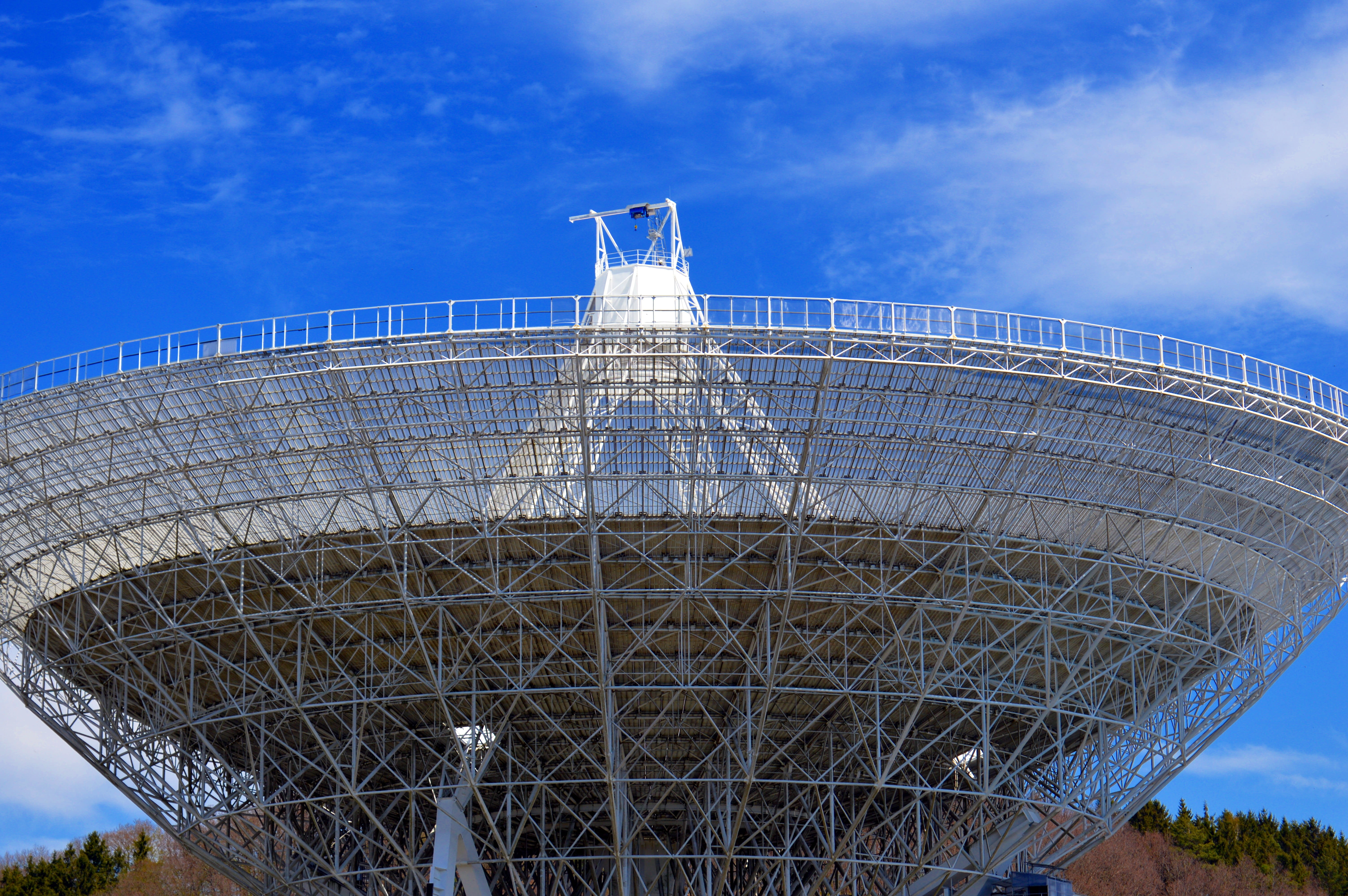no people, city, satellite, modern, research, metal, science, effelsberg, travel, outdoors, daylight, air broadcast, telescope, steel, blue, low angle view, HD Wallpaper