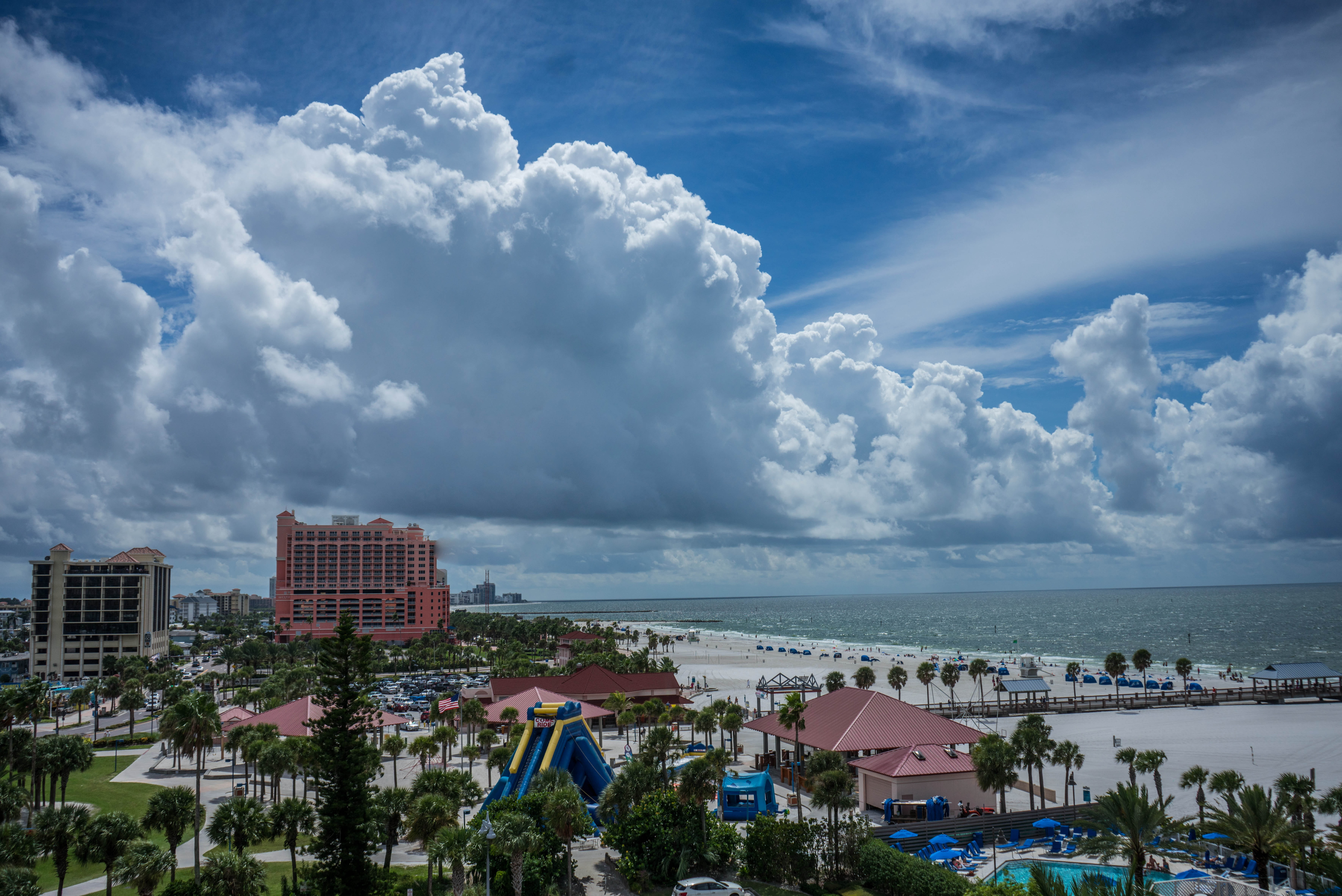 blue, scenics - nature, shore, florida, sun, high angle view, day, building, summer, 5K, sea, horizon over water, residential district, beauty in nature, HD Wallpaper