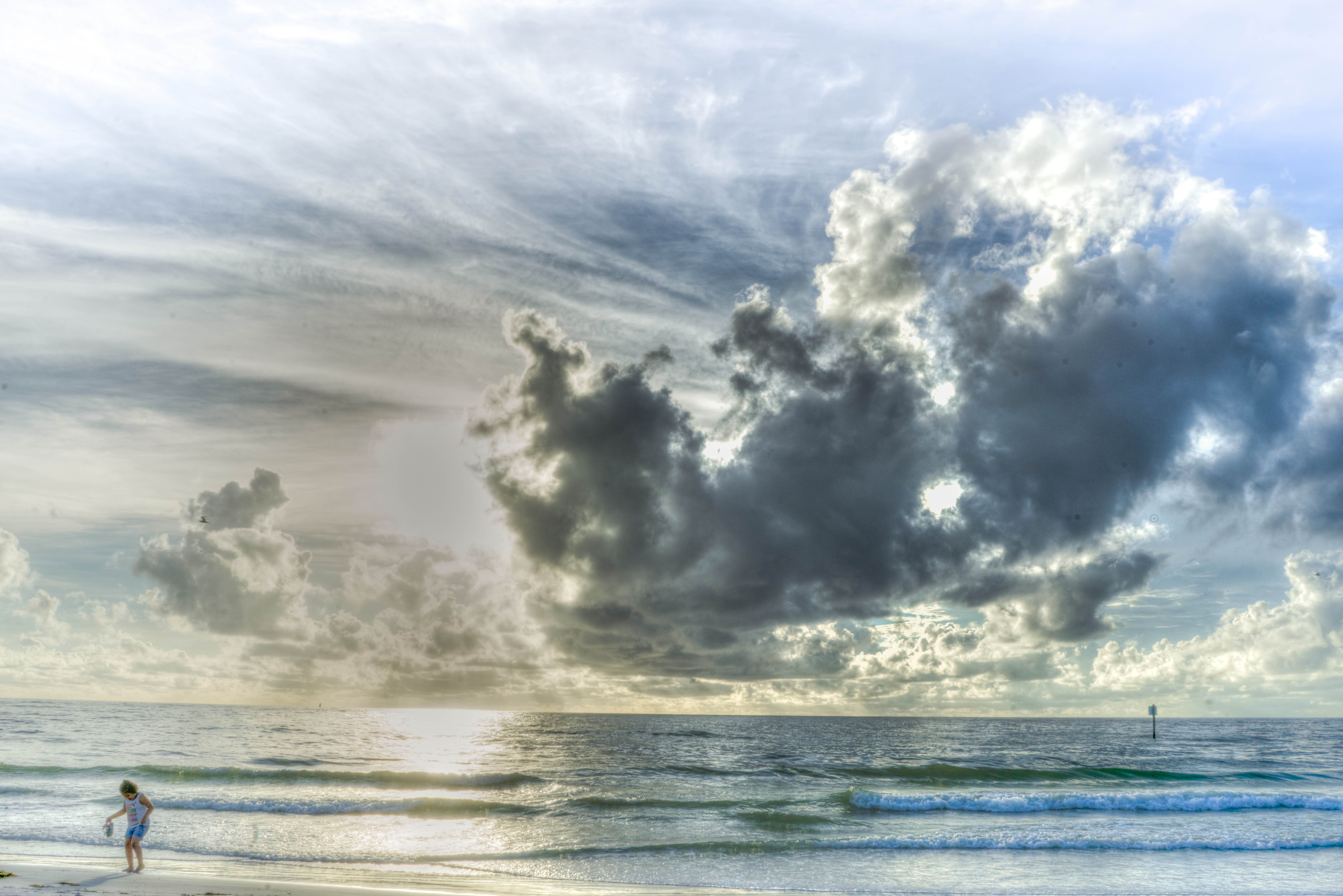sand, summer, child, tranquility, tranquil scene, gulf coast, land, day, clearwater beach, shore, people, outdoors, horizon over water, blue, nature, cloud - sky, HD Wallpaper