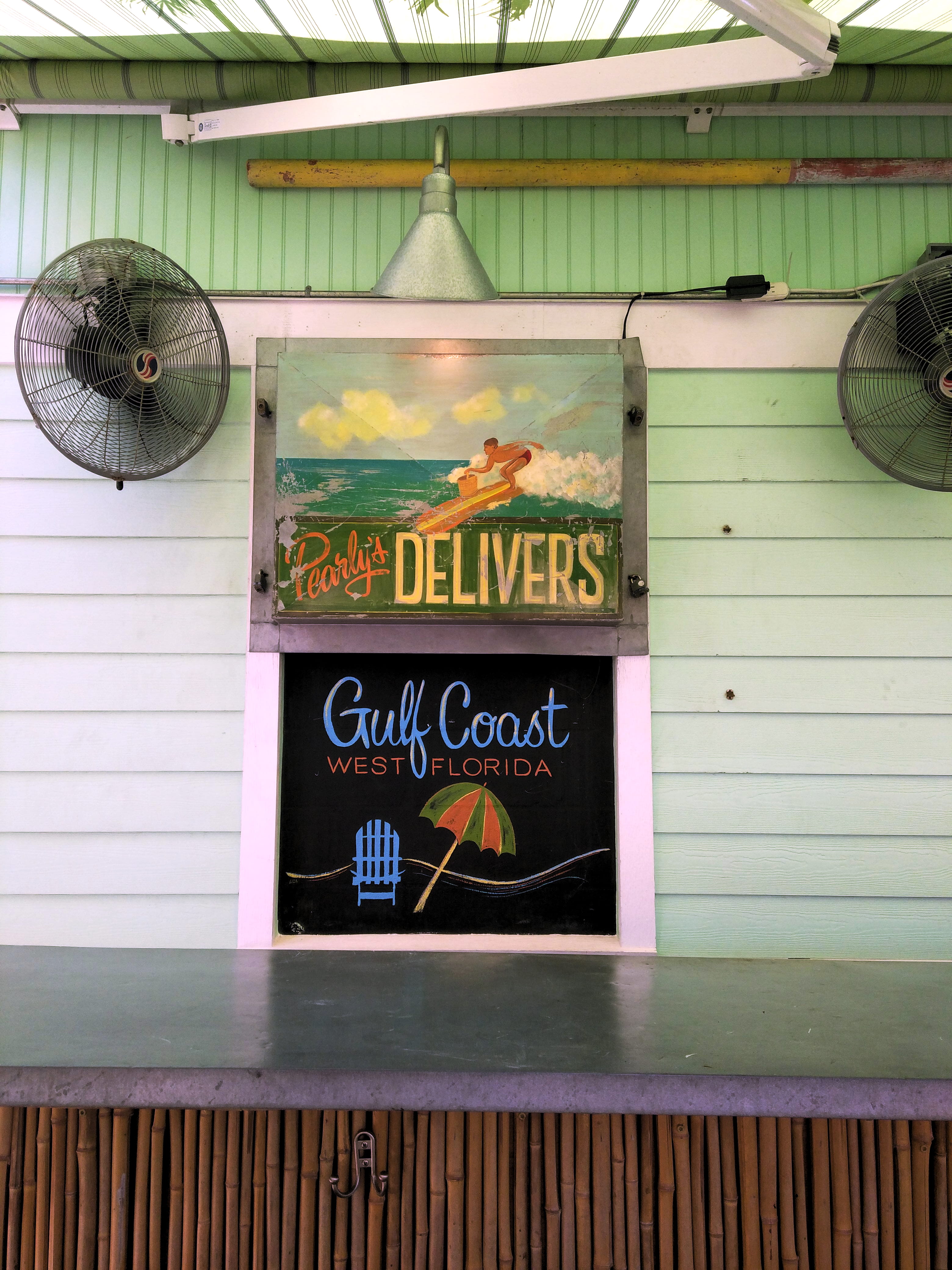 low angle view, hanging, food and drink, communication, non-western script, information, information sign, no people, building exterior, number, sign, pearlys beach eats, Phone HD Wallpaper