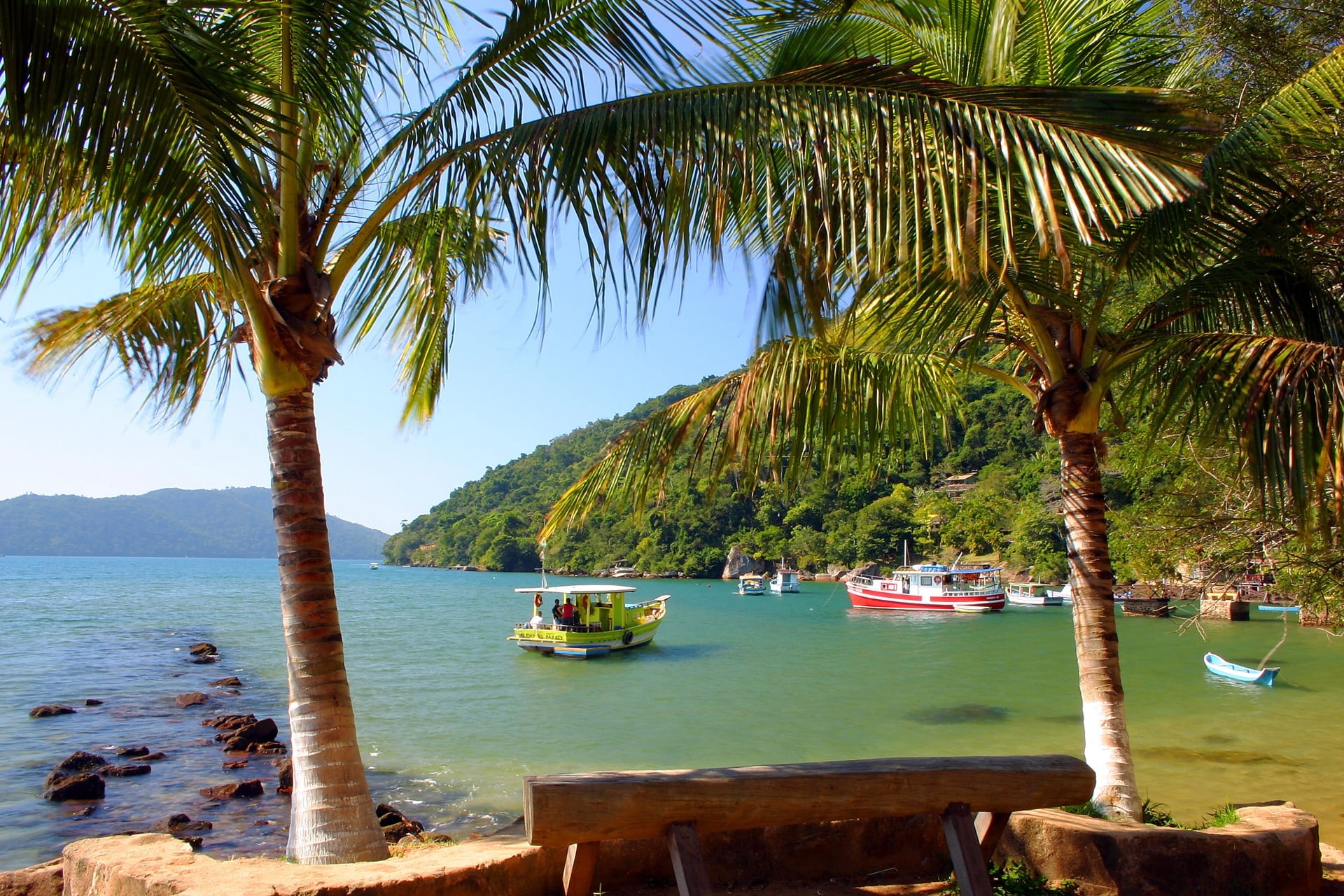 no People, thailand, water, transportation, sand, boats, idyllic, seascape, sunlight, tree, coast, plant, tranquility, trees, bay Of Water, palm, tourist, HD Wallpaper