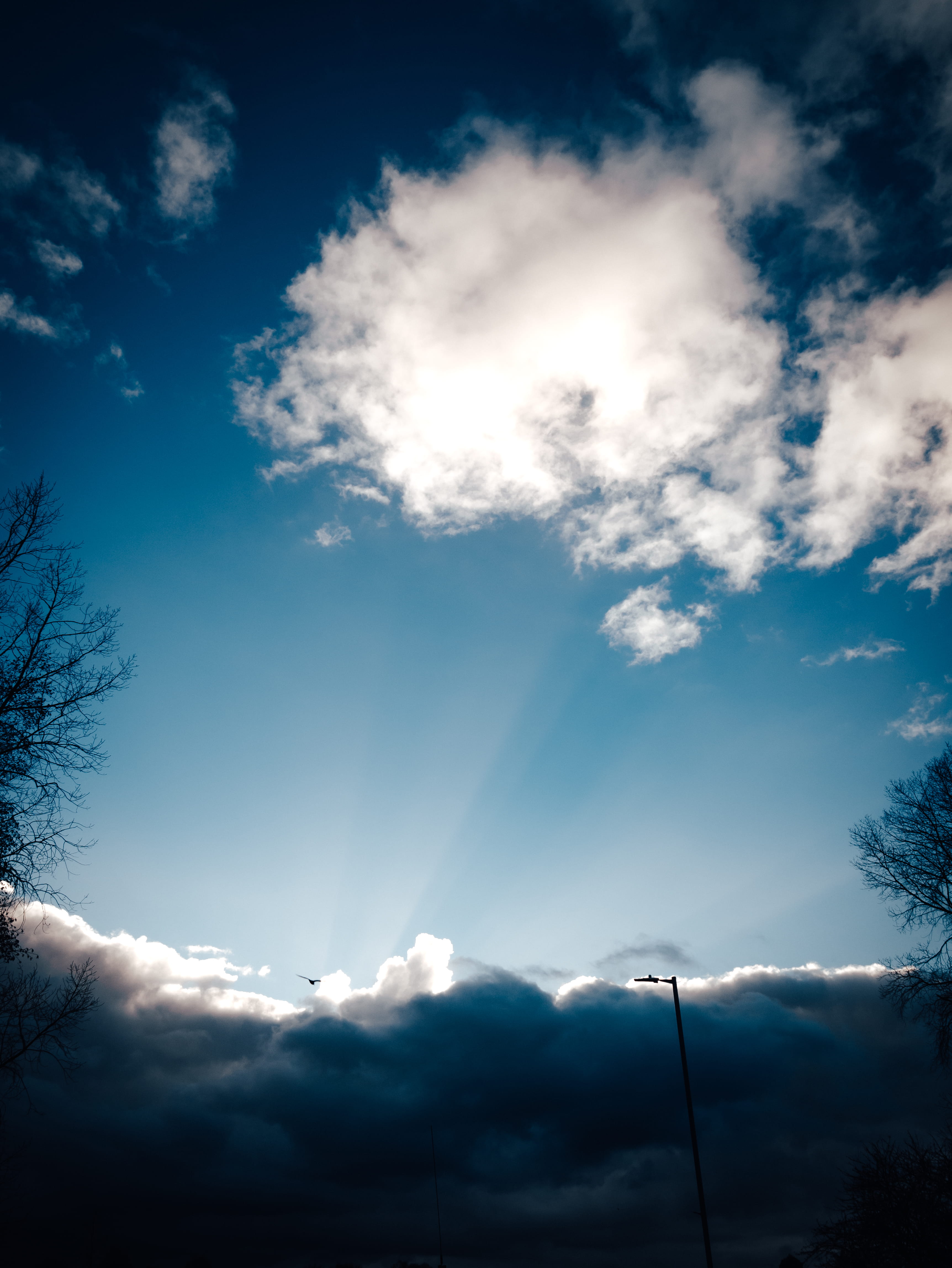 cloudscape, tranquility, outdoors, no people, 4K, streaming, sun, street, bright, stunning, azure sky, scenics - nature, sky, sunny, weather, sunse, flare, Phone HD Wallpaper