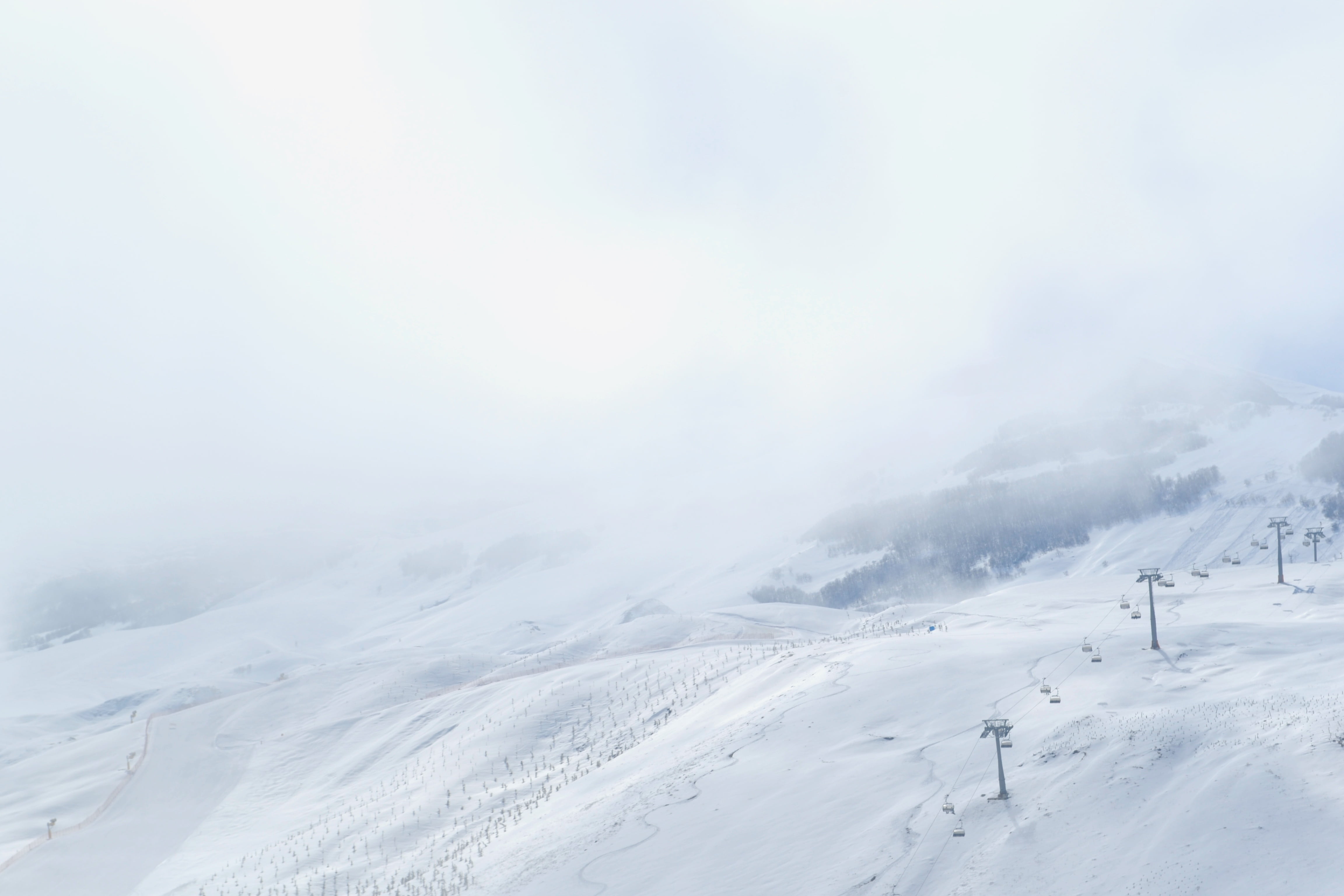 slope, ski-lift, white color, sport, tranquility, beauty in nature, outdoors, equipment, cold temperature, outdoor, resort, nature, zing, white, downhill, HD Wallpaper