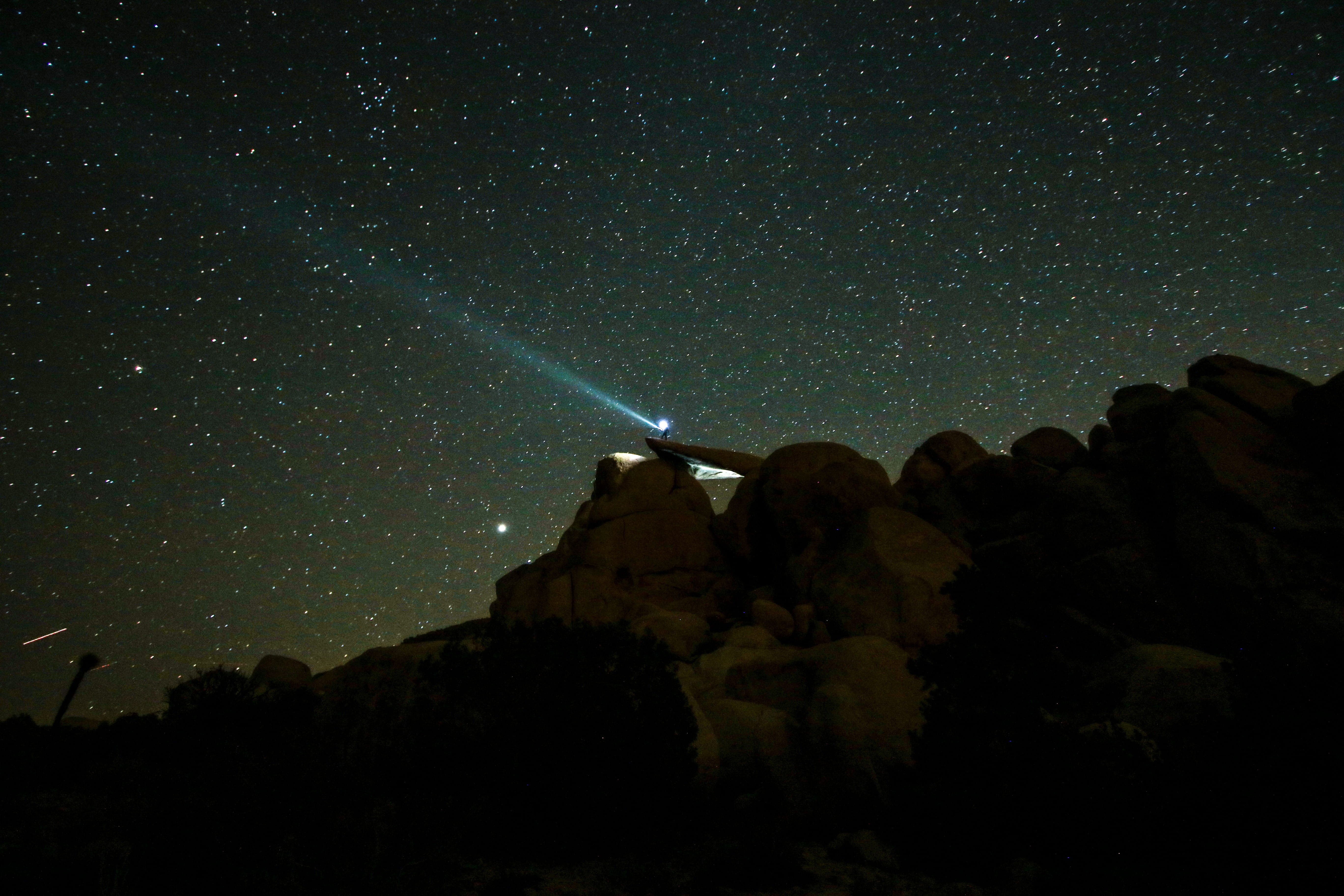 Joshua Tree, rock, outdoors, low angle view, milky Way, skies, space, pointing, silhouette, weekend, built structure, night, star - Space, architecture, HD Wallpaper