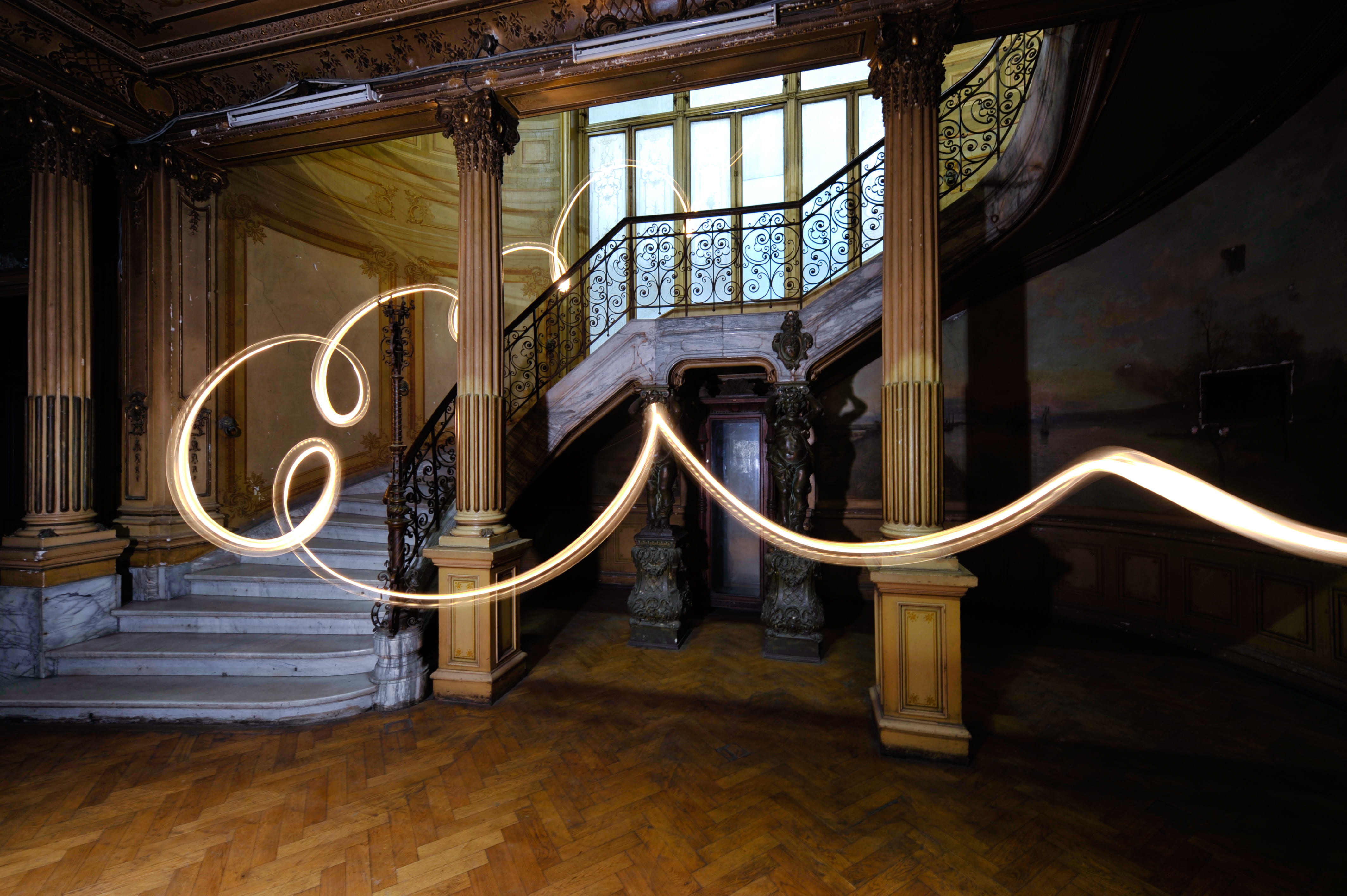 building, railing, spiral, timelapse, indoors, wood - material, house, text, built structure, metal, photo, steps and staircases, column, towards, illuminated, HD Wallpaper