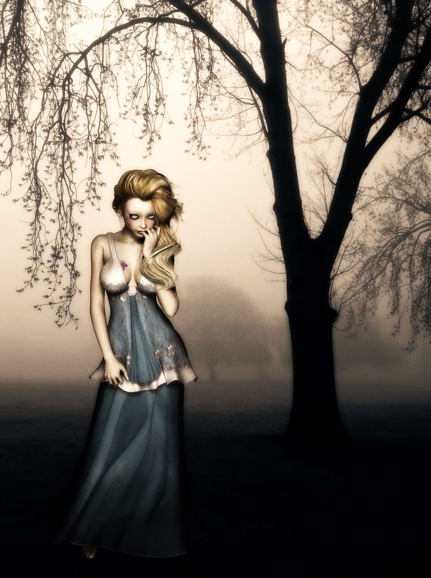 horror, fashion, magic, young adult, one person, beautiful woman, three quarter length, land, real people, plant, hairstyle, tree, lifestyles, females, Phone HD Wallpaper