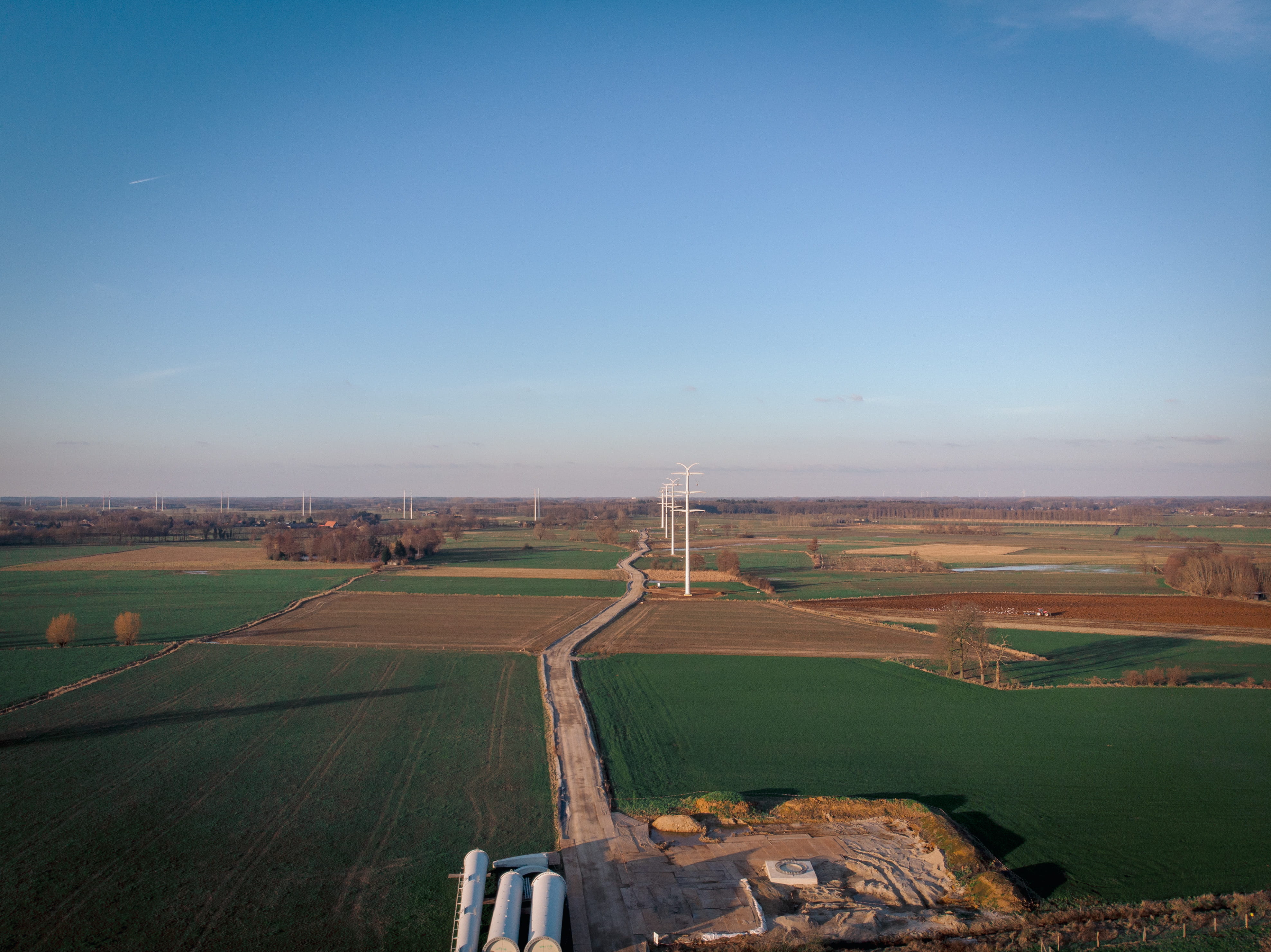 flatland, aerial, field, outdoors, nature, tranquil scene, meadow, horizon, blue, agriculture, isselburg, environment, landscape, scenics - nature, power lines without cable, HD Wallpaper