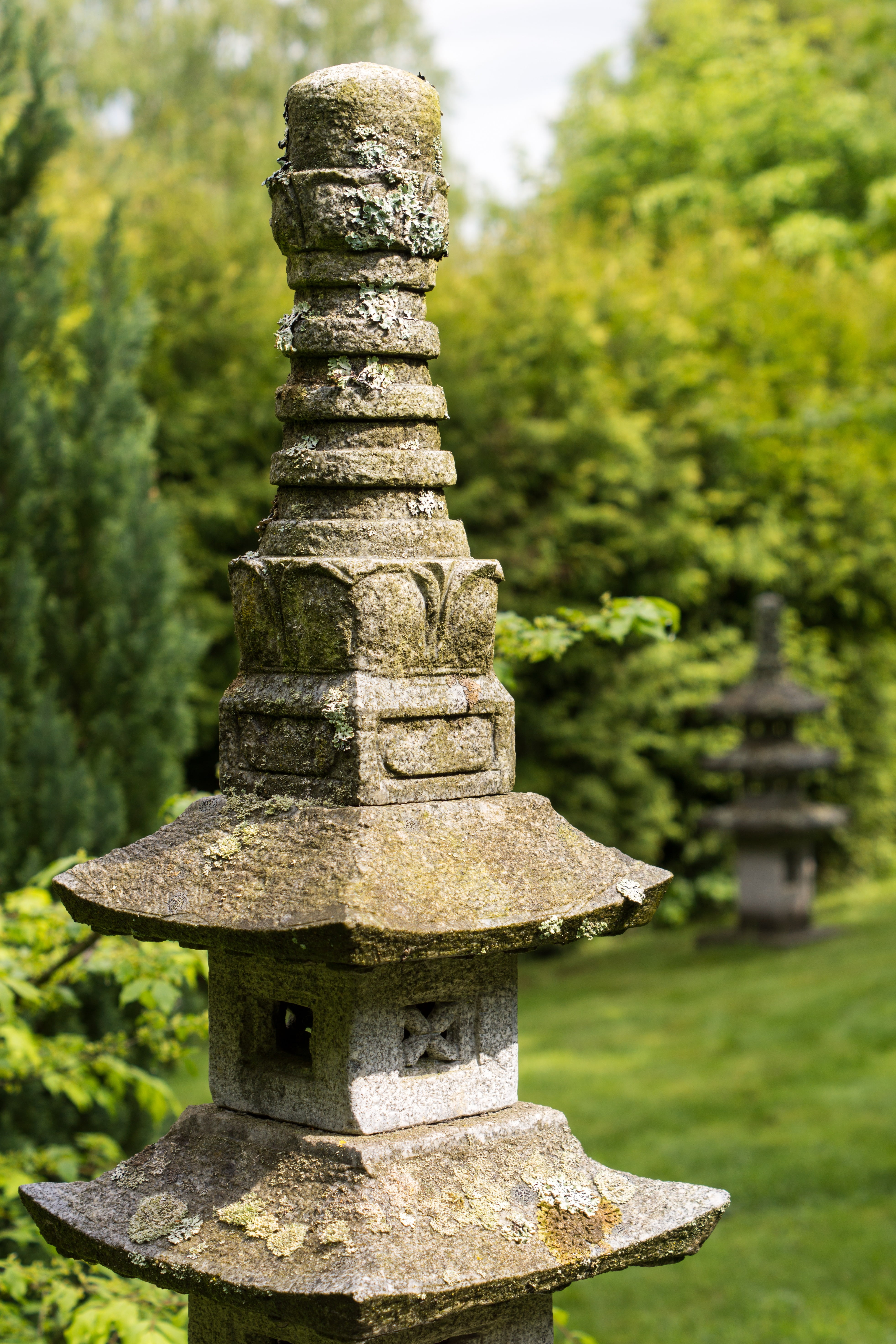 lantern, garden, no people, miniature, feng shui, closeup, spirituality, stone, solid, place of worship, 5K, stack, day, close-up, focus on foreground, Phone HD Wallpaper