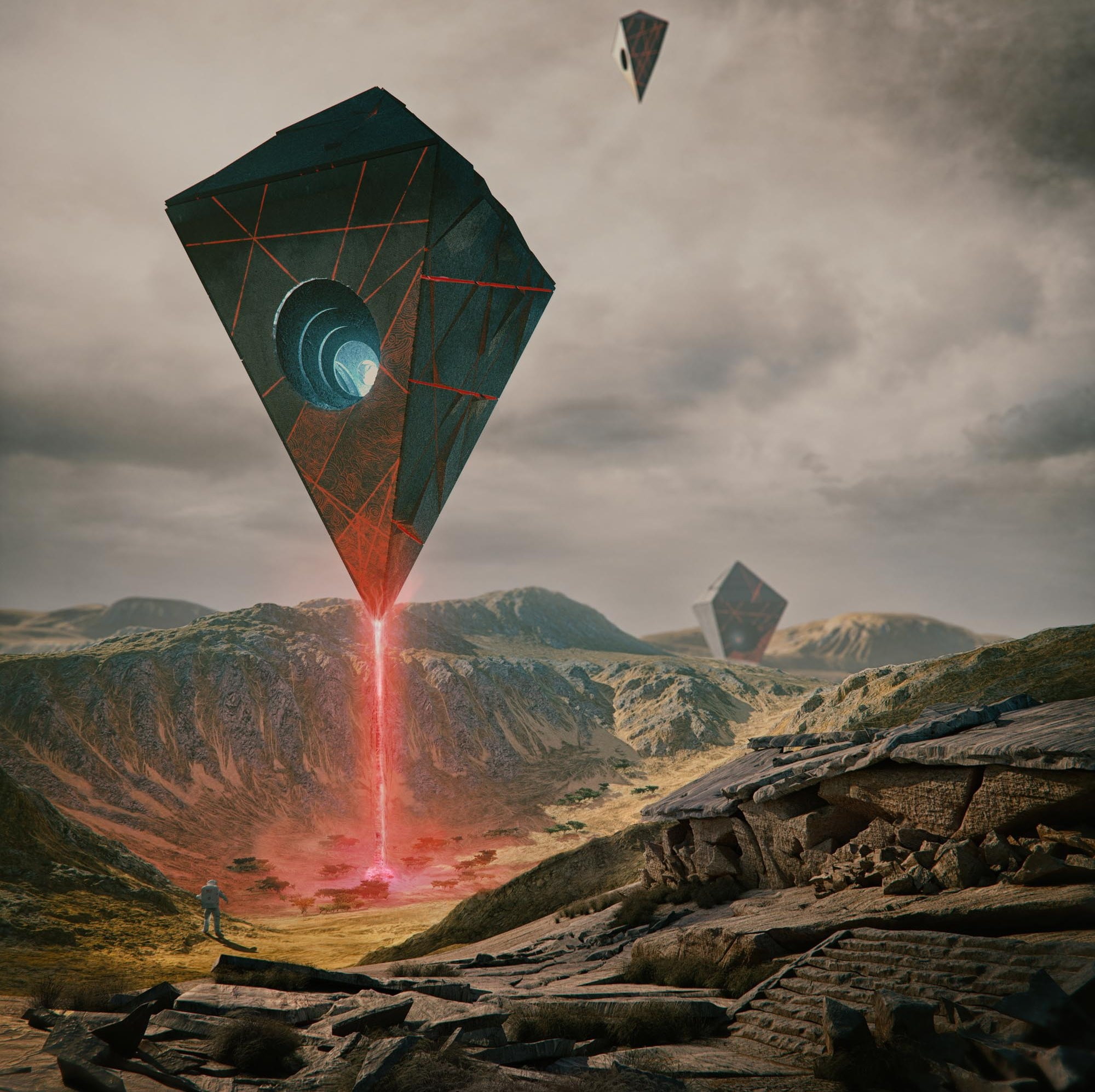 1080P, flying objects, A . R . R . I . V . E . D, mountains, ray, HD Wallpaper