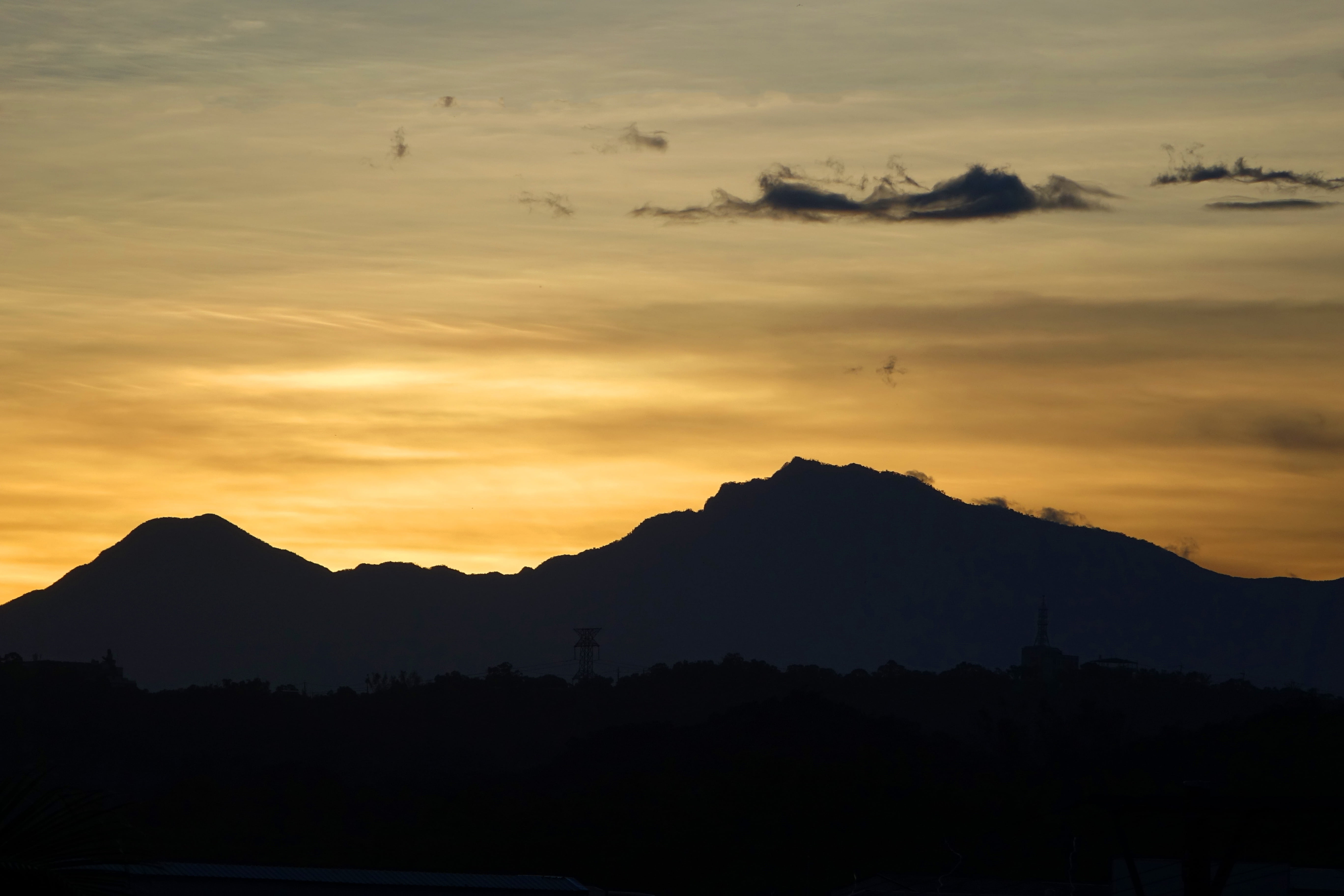kaohsiung, sky, outdoors, tranquil scene, mountain peak, scenics - nature, mountain, sunset, tranquility, majestic, mountain range, 5K, travel destinations, HD Wallpaper