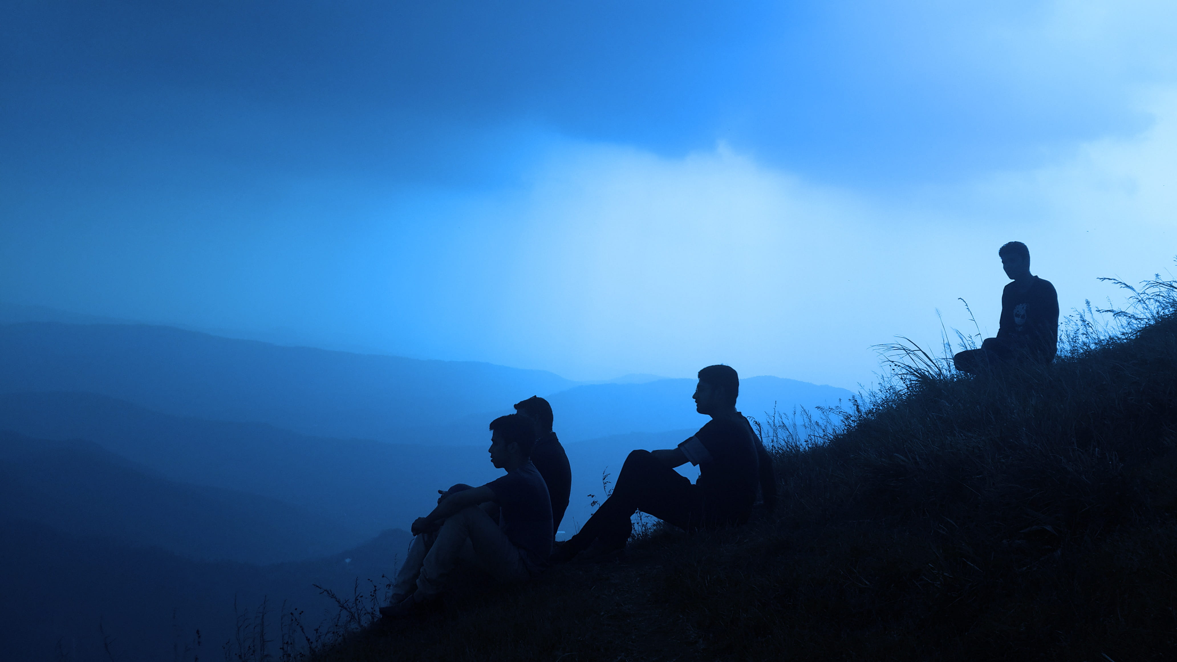 togetherness, plant, mountain, outdoors, two people, hiking, hill, real people, adventure, silhouette, nature, activity, backpack, walking, sky, couple - relationship, HD Wallpaper