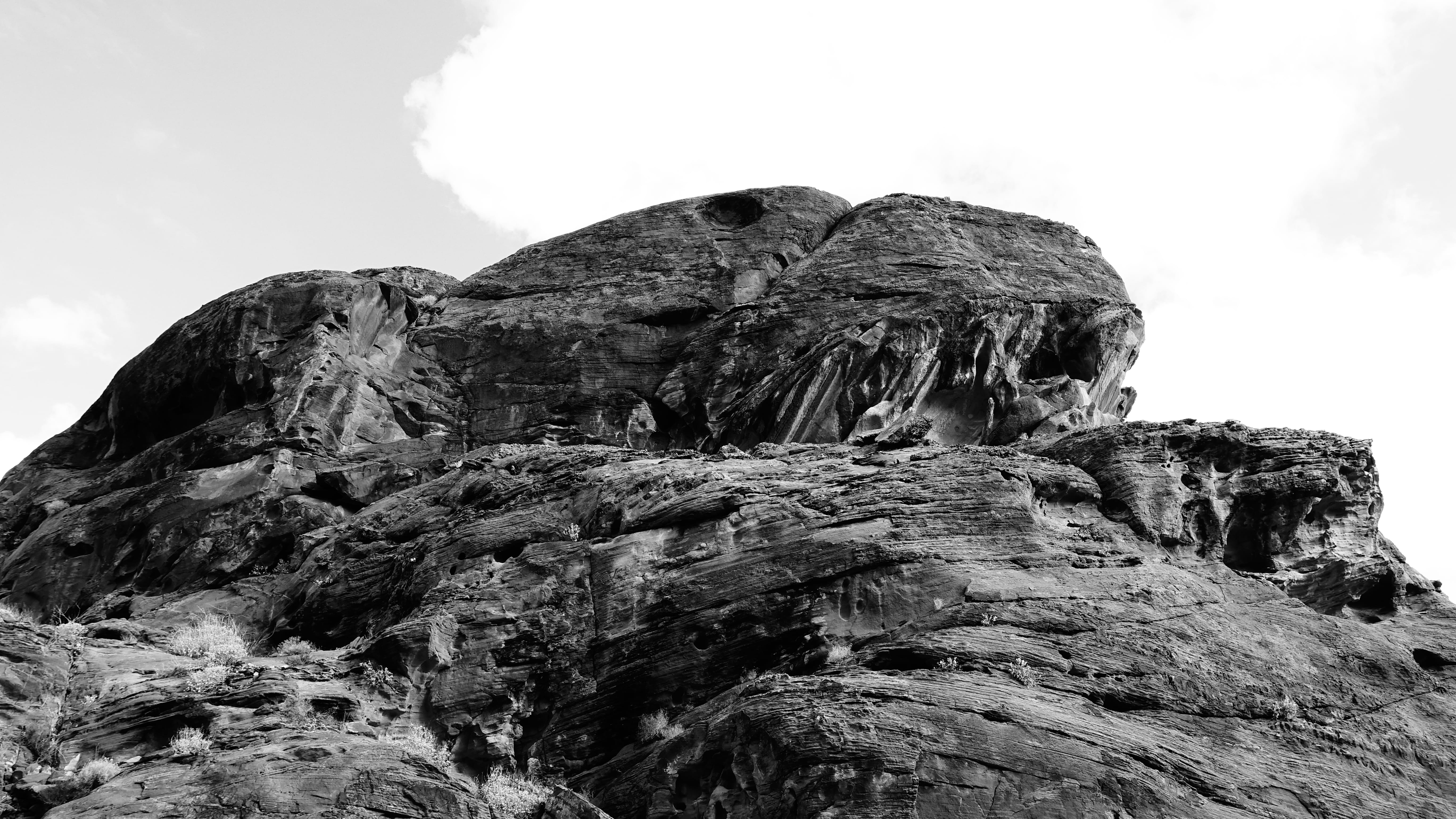 rough, cloud - sky, overton, beauty in nature, formation, outdoors, bw, rock, sky, valley of fire, mountain, rock - object, 5K, valley of fire state park, HD Wallpaper