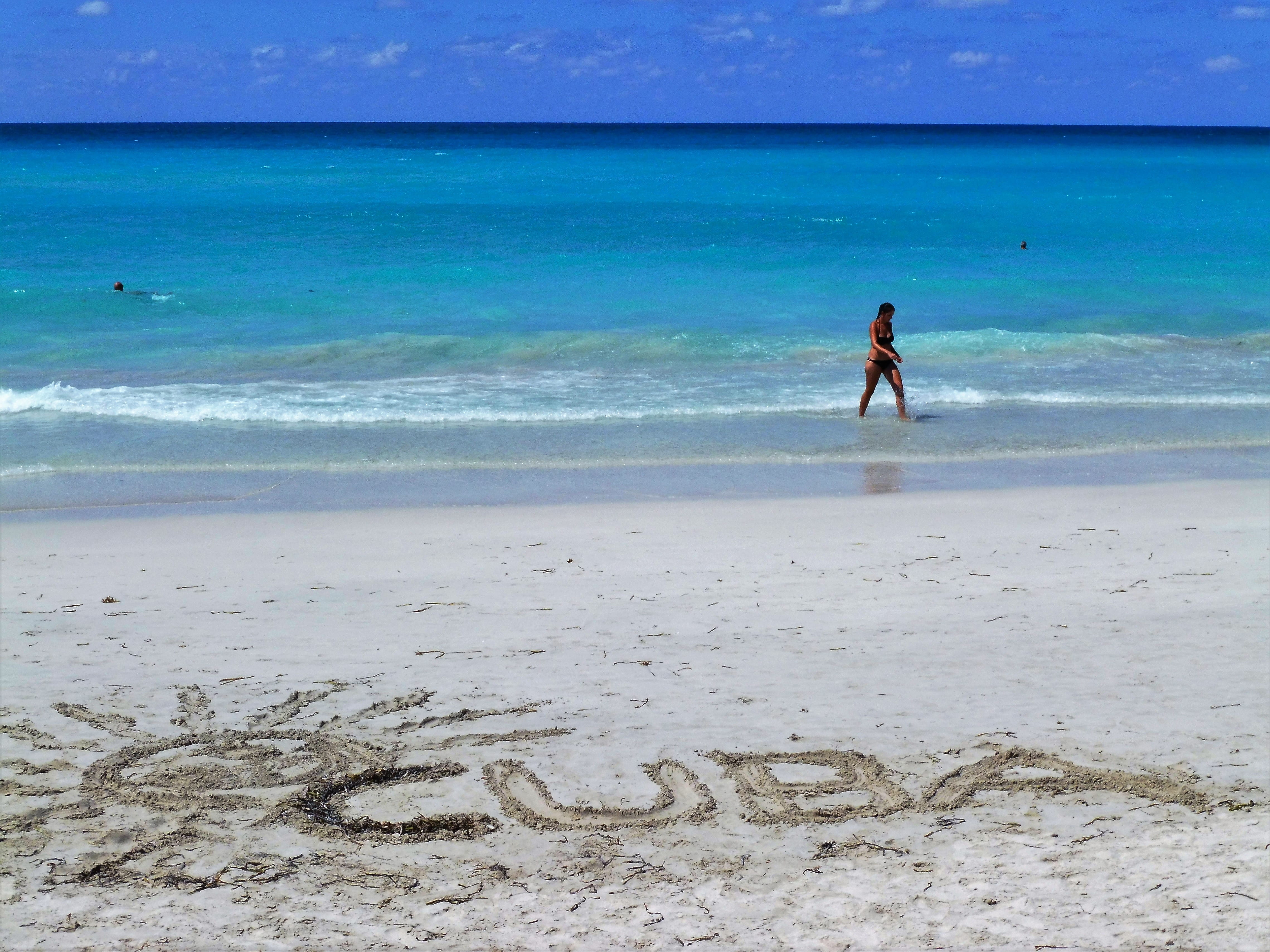 leisure activity, beauty in nature, varadero, Sea, beautiful, person, scenics - nature, beach, sand, Holiday, shore, land, Sand Beach, Cuba, trip, sky, HD Wallpaper