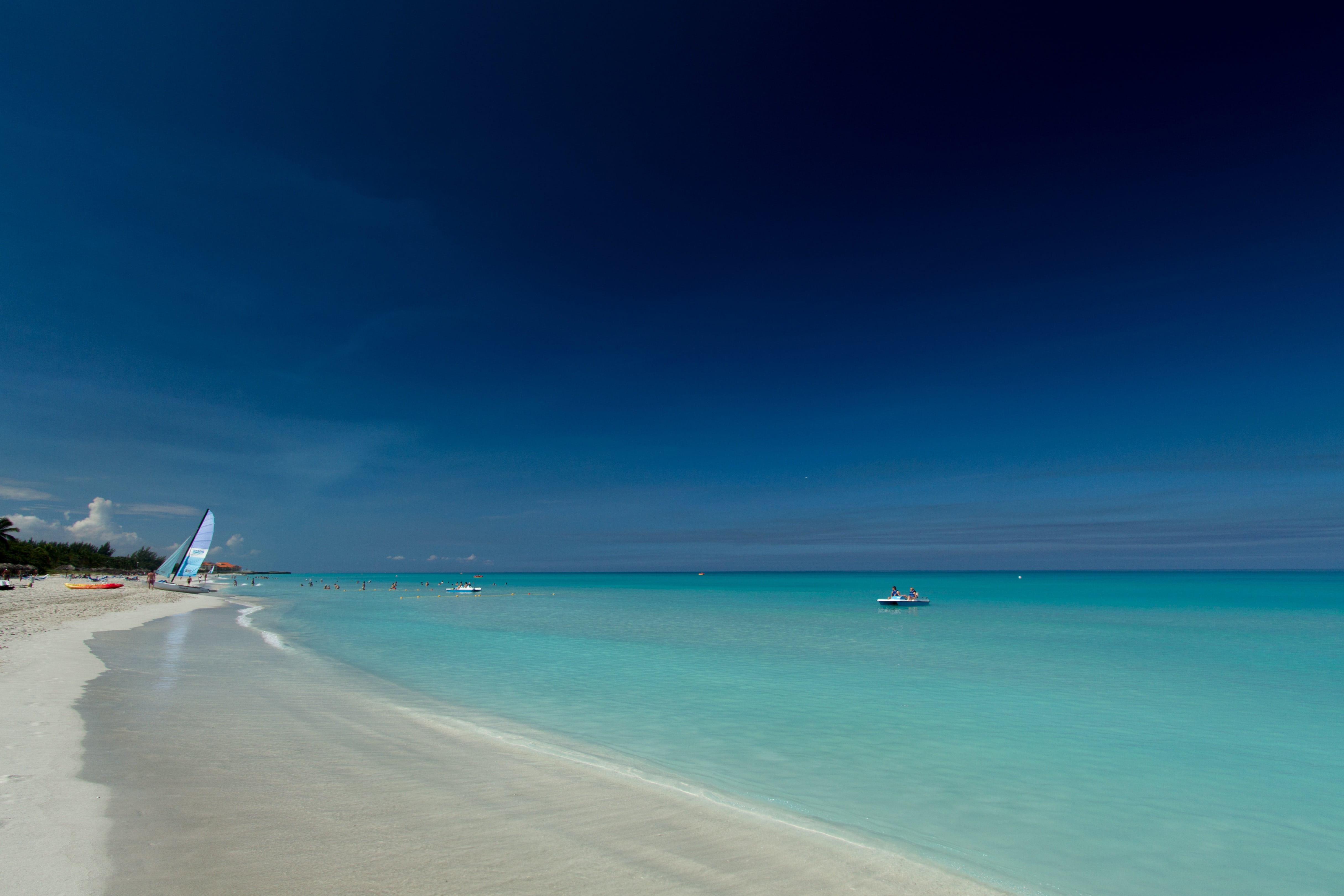 sun, cuba, travel, daytime, 4K, turquoise colored, water, tranquil scene, tropical, beauty in nature, paradise, mode of transportation, exotic, scenics - nature, HD Wallpaper