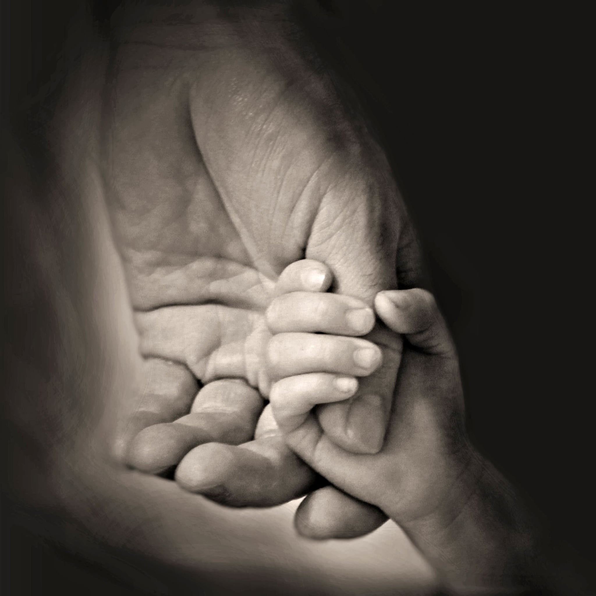 positive emotion, close-up, body part, two people, person, family, human foot, childhood, daddy, young, human hand, hands, human body part, black background, Phone HD Wallpaper