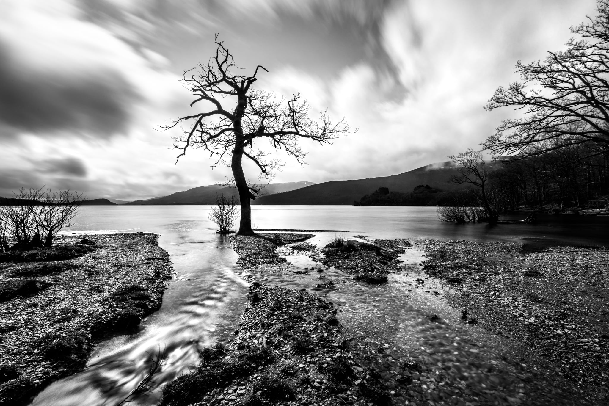 Landscape photography, Lomond, ultra, travel, sky  uk, tree, a7, konica minolta, weather, Lock, motion  photography, rocks, landscape, clouds, geotagged, HD Wallpaper