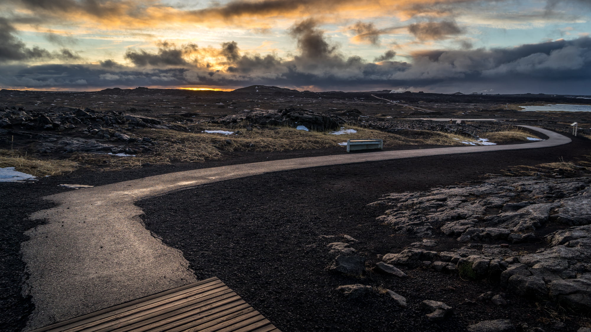 road, 1080P, sky, nature, orange, concrete road, Southern Peninsula, Region, Travel photography, Sandvik, sun, photography, horizon, Iceland, clouds, sand, HD Wallpaper