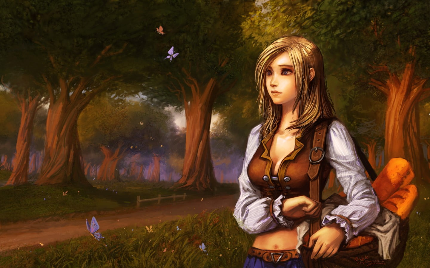 casual clothing, women, real people, video games, hair, World of Warcraft, one person, young adult, three quarter length, 720P, front view, carrying, tree, HD Wallpaper