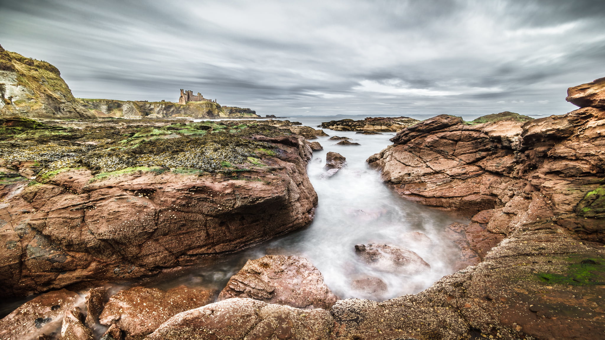 outdoors, rocks, tantallon, two rock, North Berwick, East Lothian, konica minolta, 1080P, weather, europe, United Kingdom, landscape, long exposure, castle, HD Wallpaper
