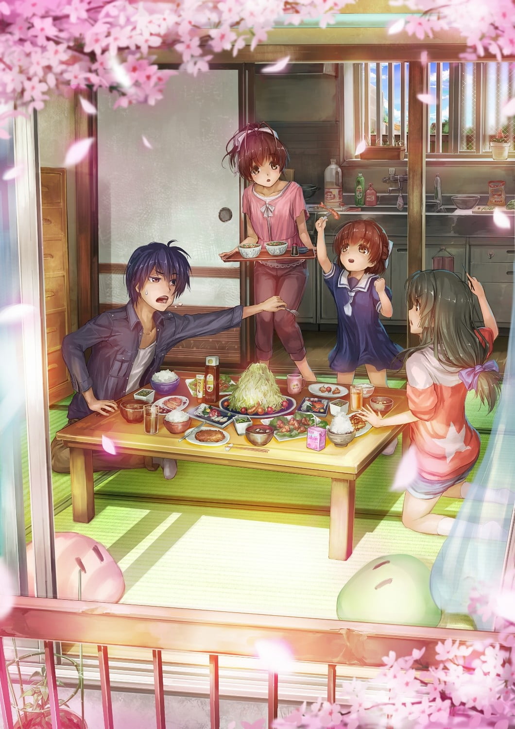 lifestyles, Clannad, women, enjoyment, table, childhood, positive emotion, girls, females, group of people, innocence, togetherness, Ibuki Fuko, Nagisa Furukawa, Phone HD Wallpaper