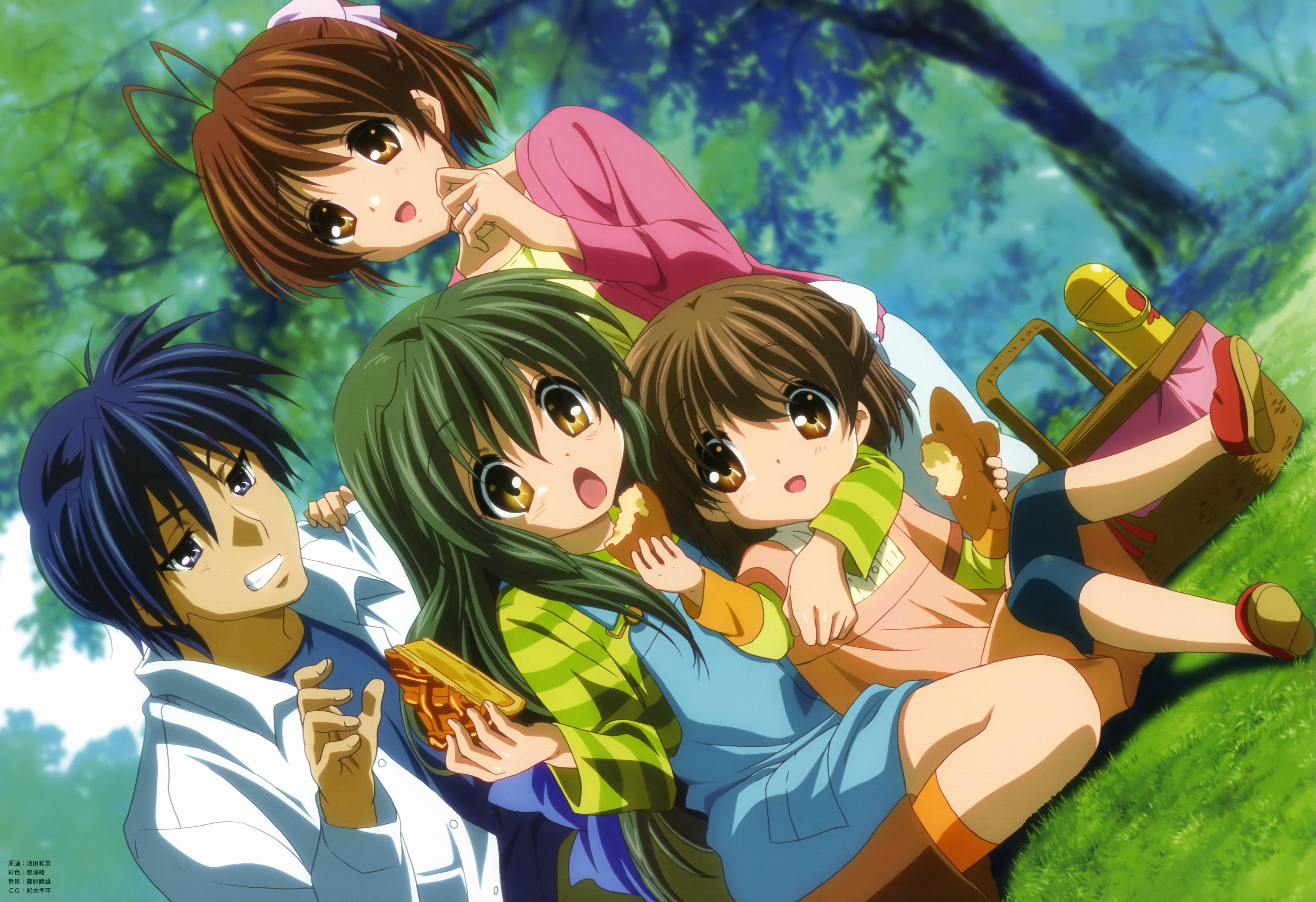 outdoors, family, childhood, day, Tomoya Okazaki, anime, women, Ibuki Fuko, innocence, nature, representation, leisure activity, 5K, Ushio Okazaki, girls, HD Wallpaper