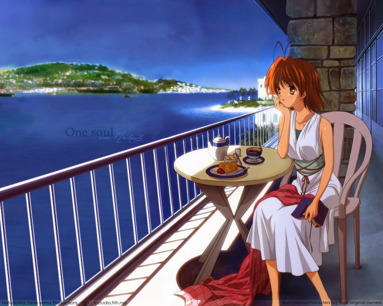 leisure activity, lifestyles, Nagisa Furukawa, 720P, railing, anime girls, young women, women, Clannad, drink, water, young adult, real people, adult, HD Wallpaper