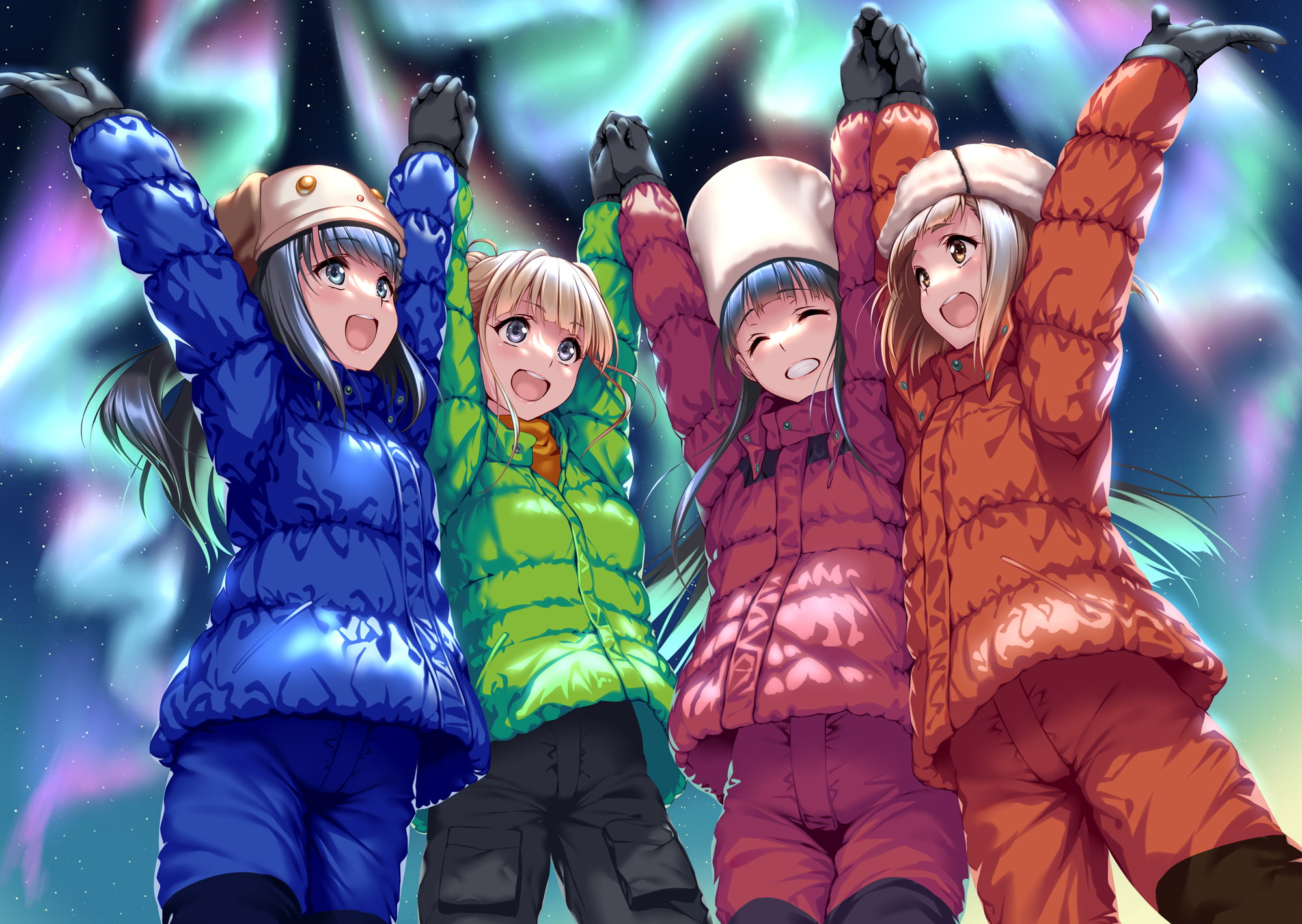 Shirase Kobuchizawa, Hinata Miyake, A Place Further Than The Universe, Yuzuki Shiraishi, Mari Tamaki, 1080P, Anime, HD Wallpaper