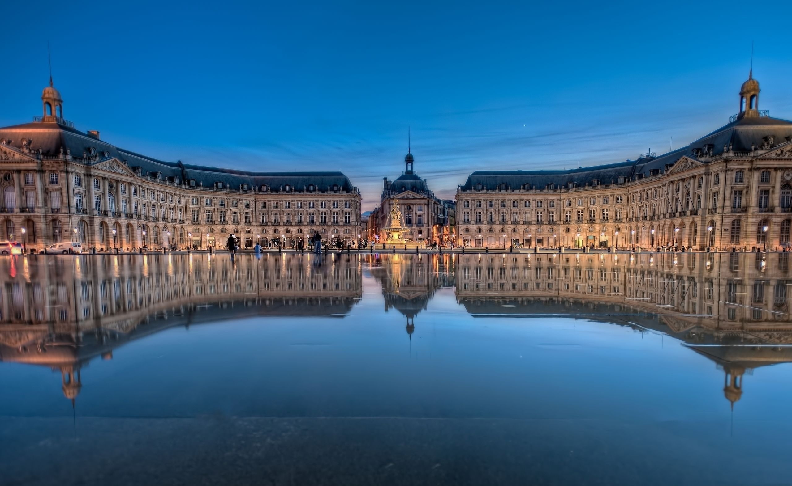 de, built structure, Bourse, waterfront, gray, illuminated, water, nature, government, Place, building exterior, bordeaux, 2K, no people, Bordeaux, dusk, HD Wallpaper