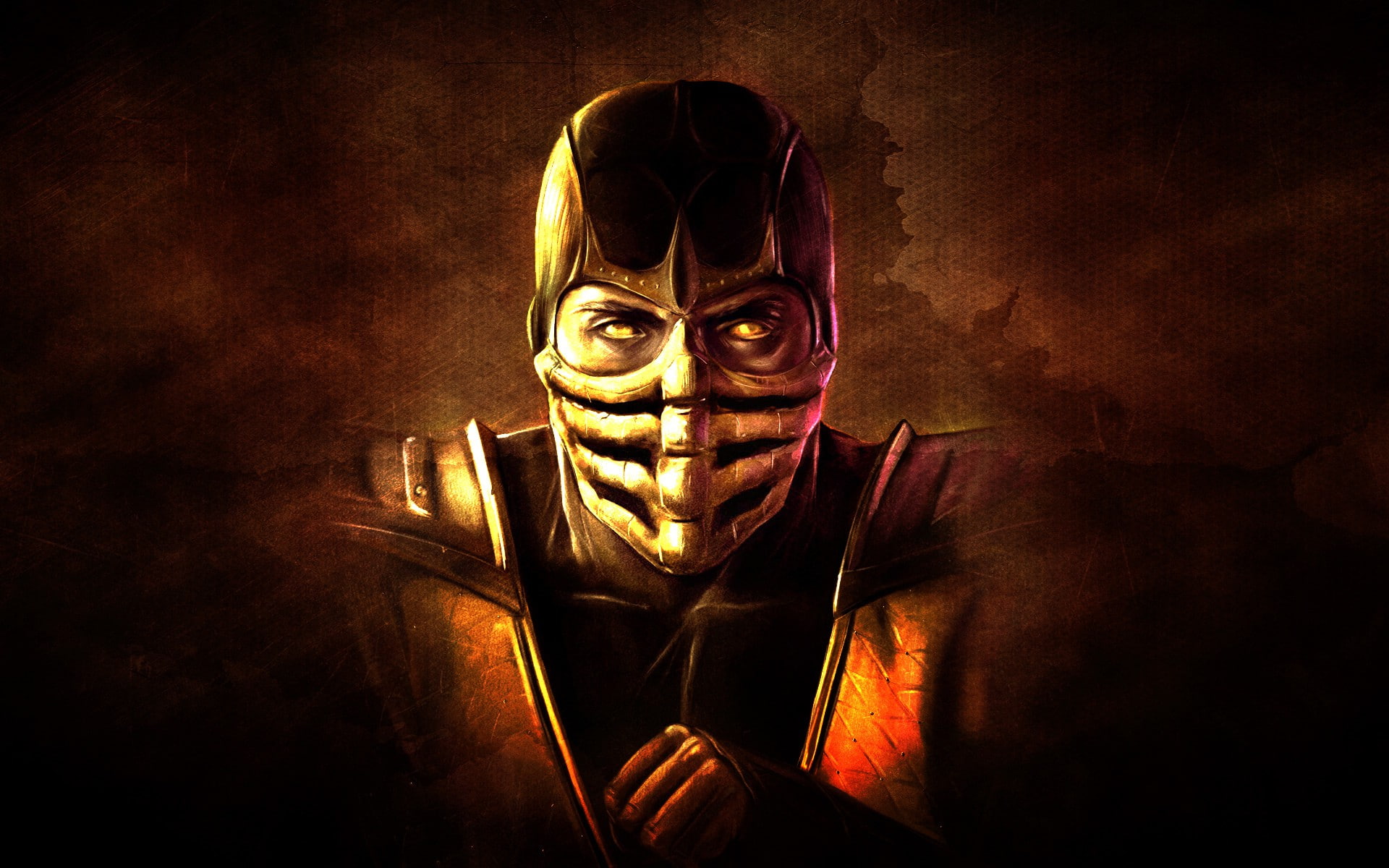 mortal, mortal kombat, 1080P, combat, mask, black background, ninja, Hand, scorpion, HD Wallpaper