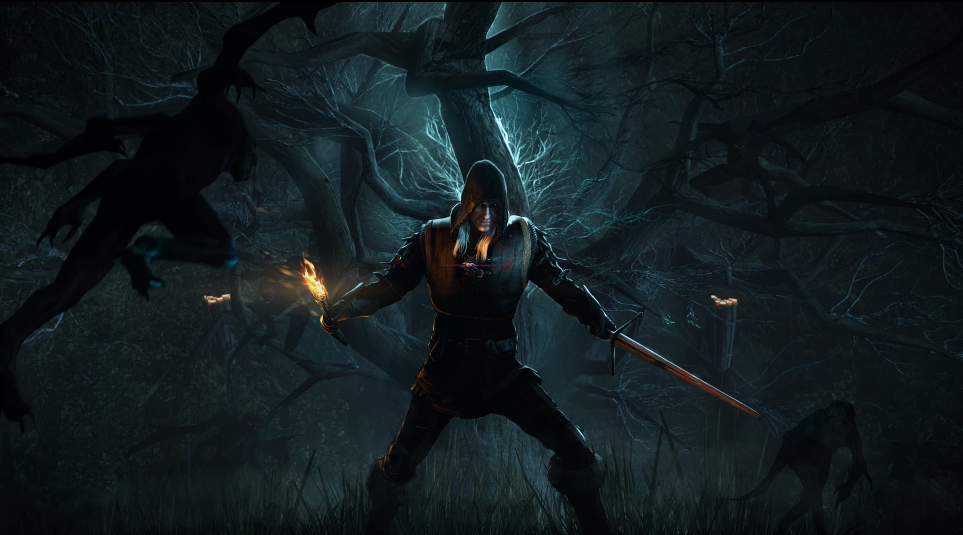front view, sword, casual clothing, nature, wild hunt, leisure activity, burning, digital composite, man, wearing, people, backgrounds, fire, mystery, men, HD Wallpaper