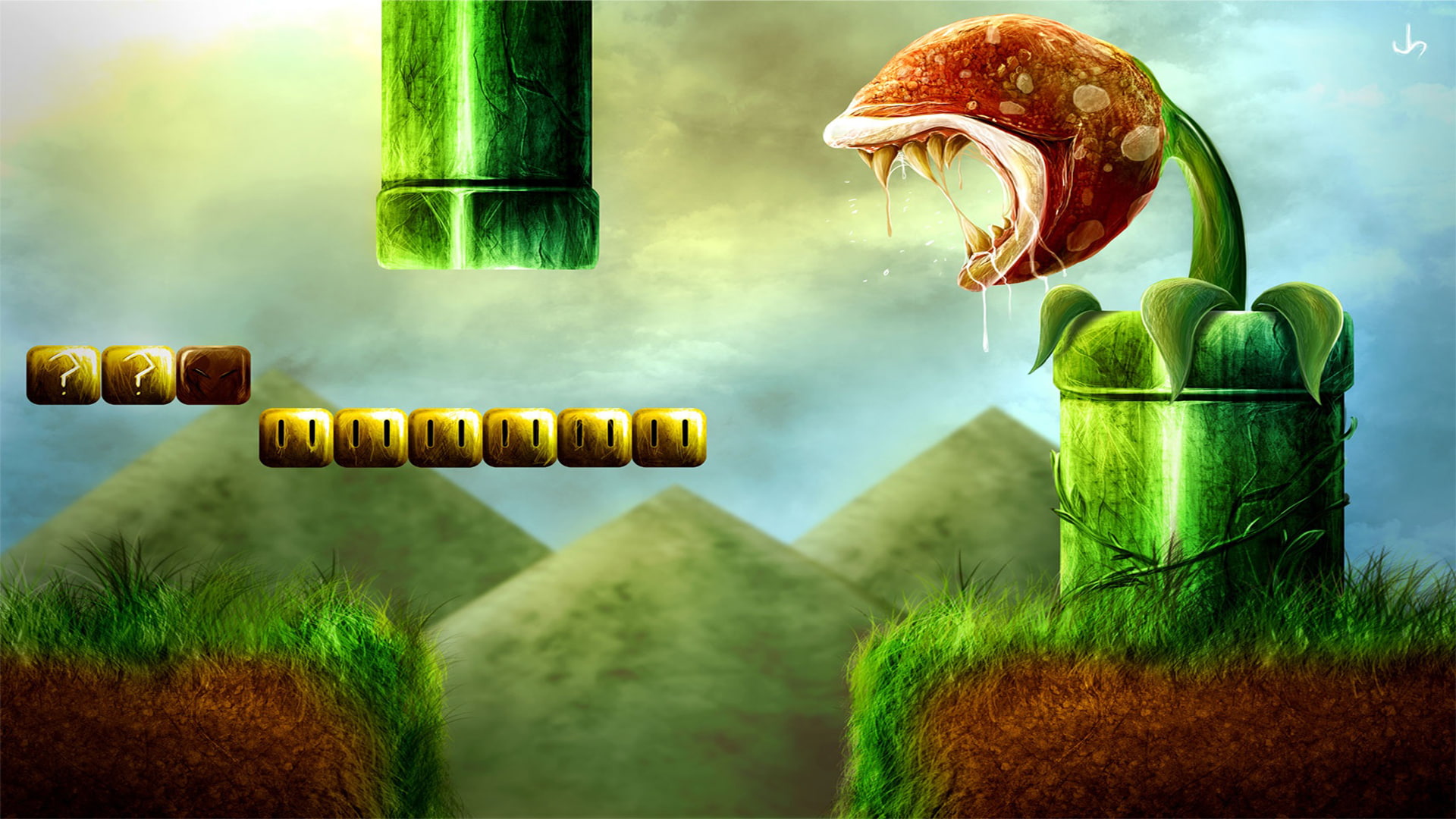 game, super, 1080P, super mario, flower, video games, games, video, mario, poster, corpse, corpse flower, HD Wallpaper