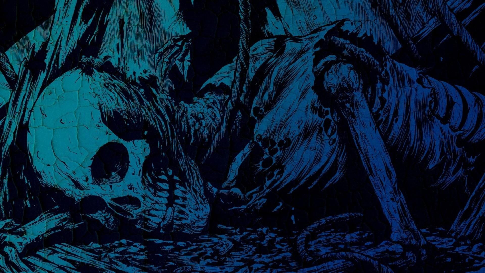 plant, cave, art and craft, 1080P, beauty in nature, creativity, death, close-up, frozen, blue, fantasy, tranquil scene, night, indoors, spooky, pattern, HD Wallpaper